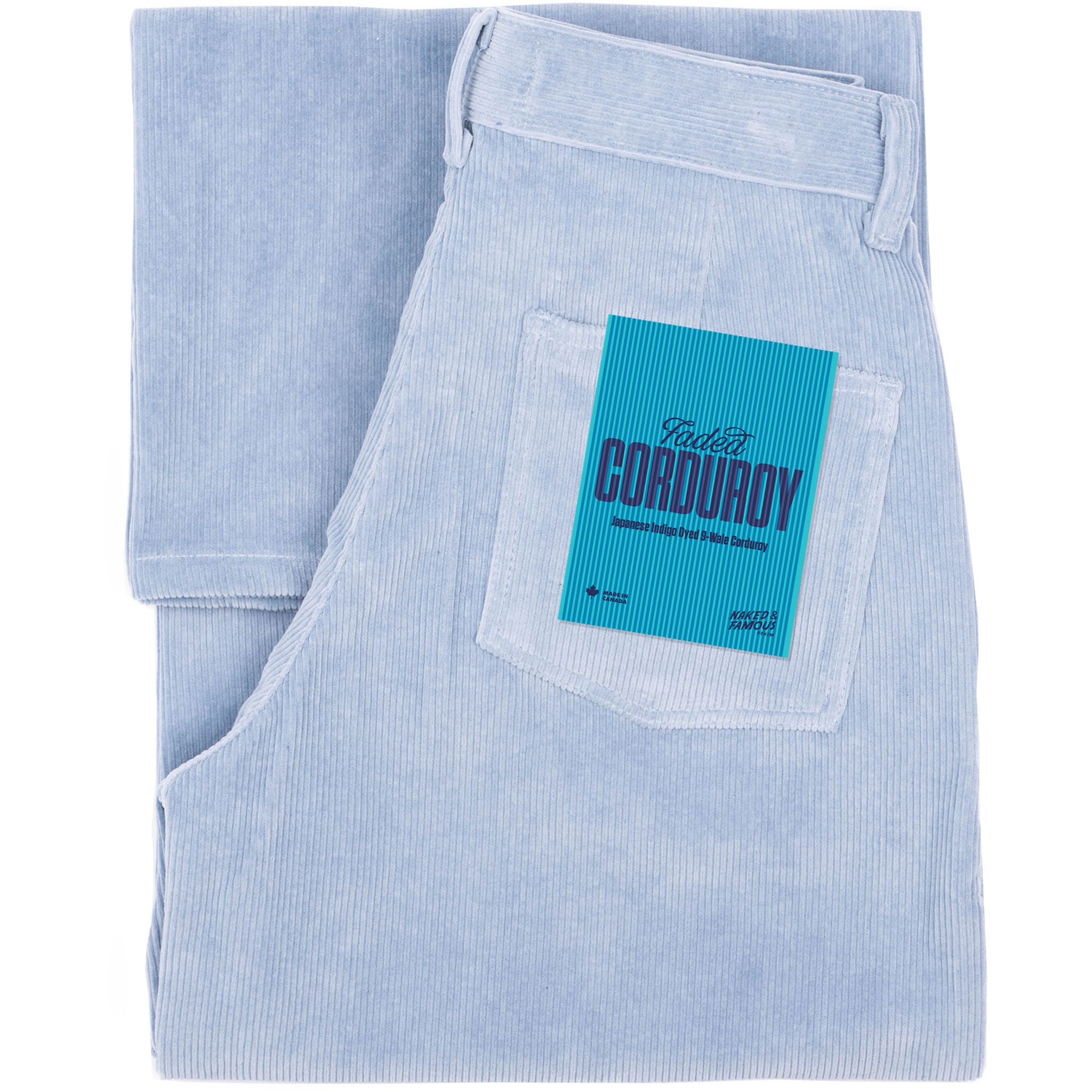 Wide Leg Trouser - Faded Corduroy Organique - Pale Indigo
