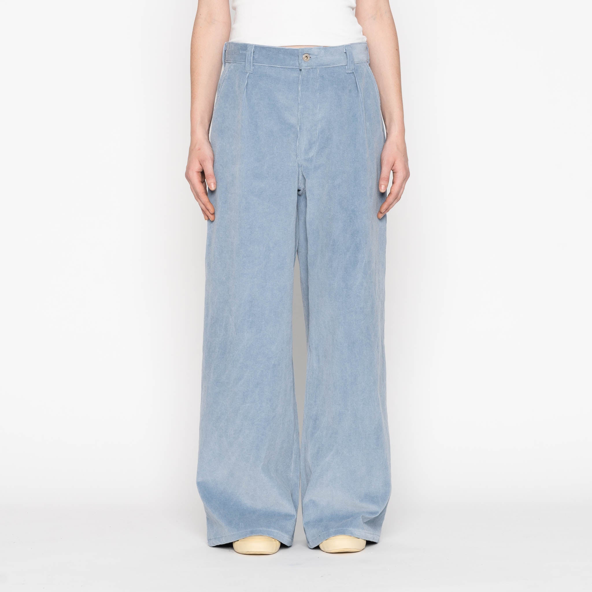 Wide Leg Trouser - Faded Corduroy Organique - Pale Indigo
