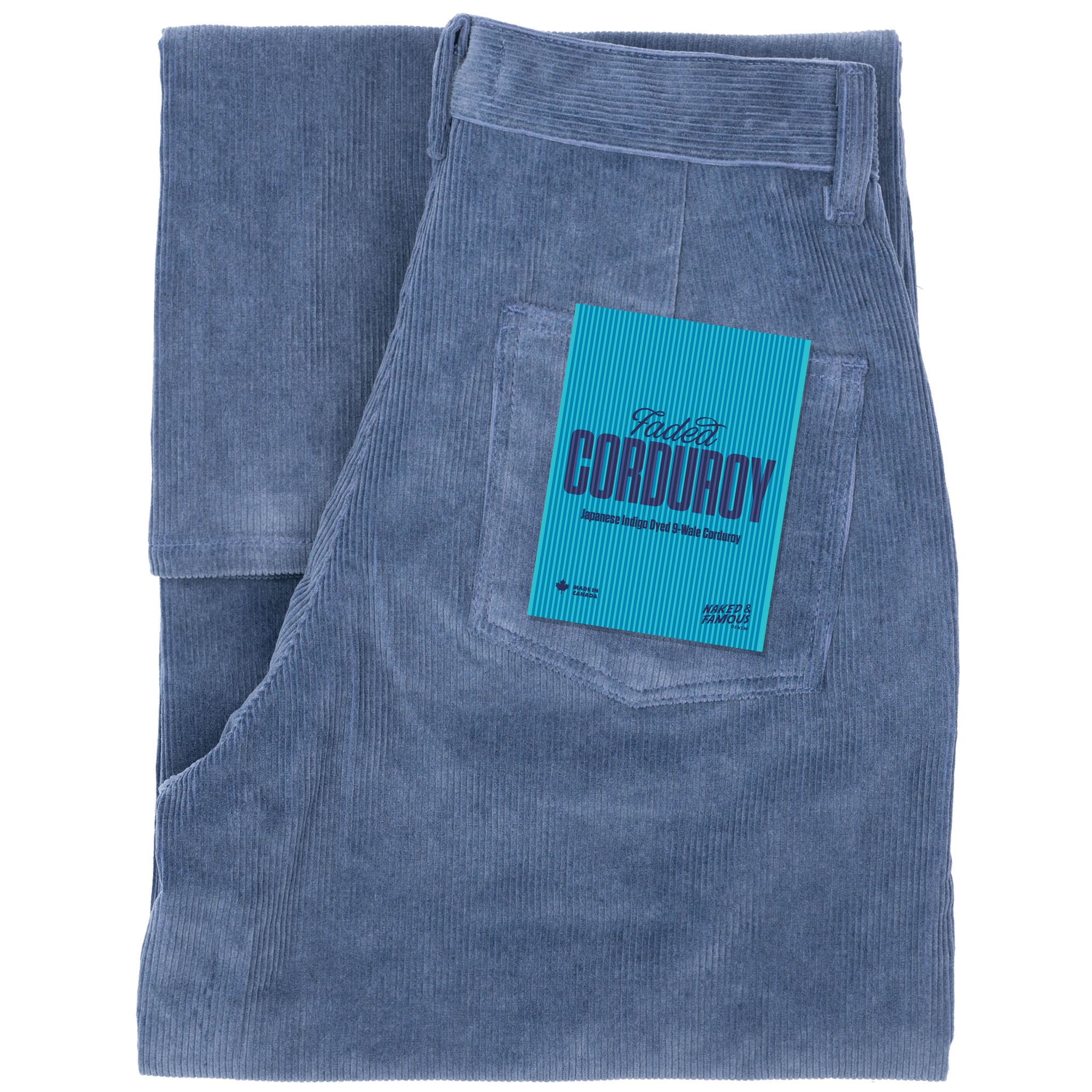 Wide Leg Trouser  - Organic Faded Corduroy - Indigo