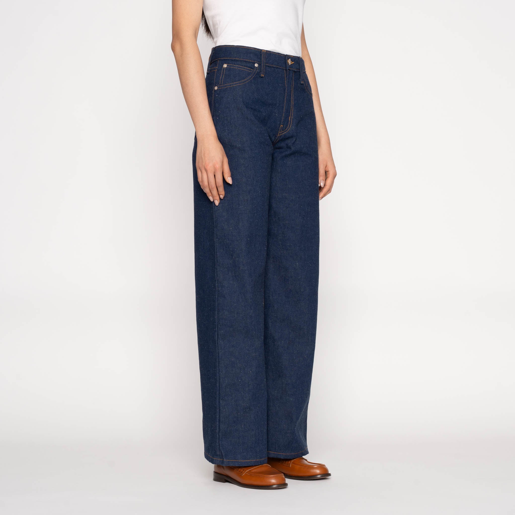 Wide Wild West - 2x1 Dungaree Nep Denim - Mid Indigo