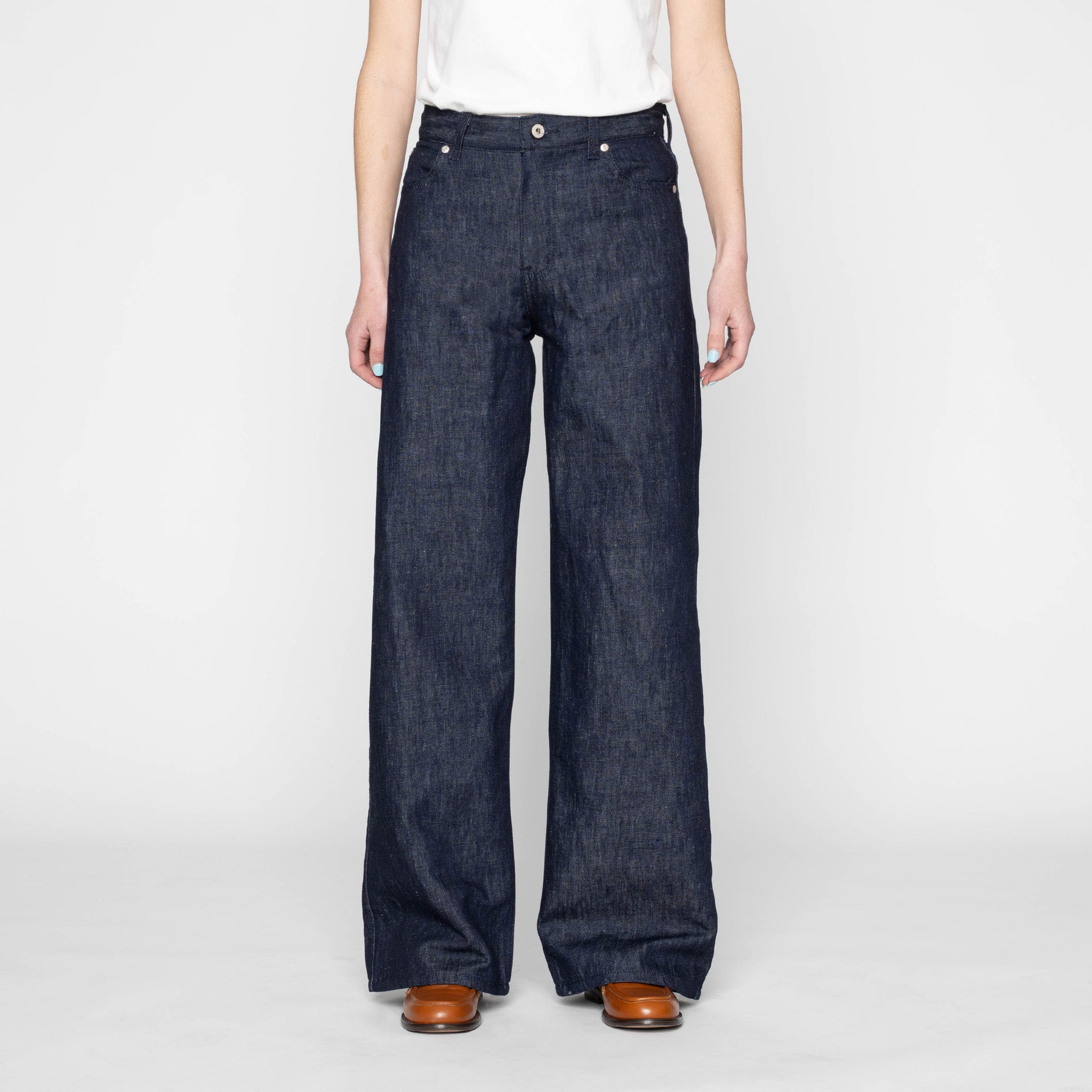 Wide Wild West - 2x1 Dungaree Nep Denim - Mid Indigo