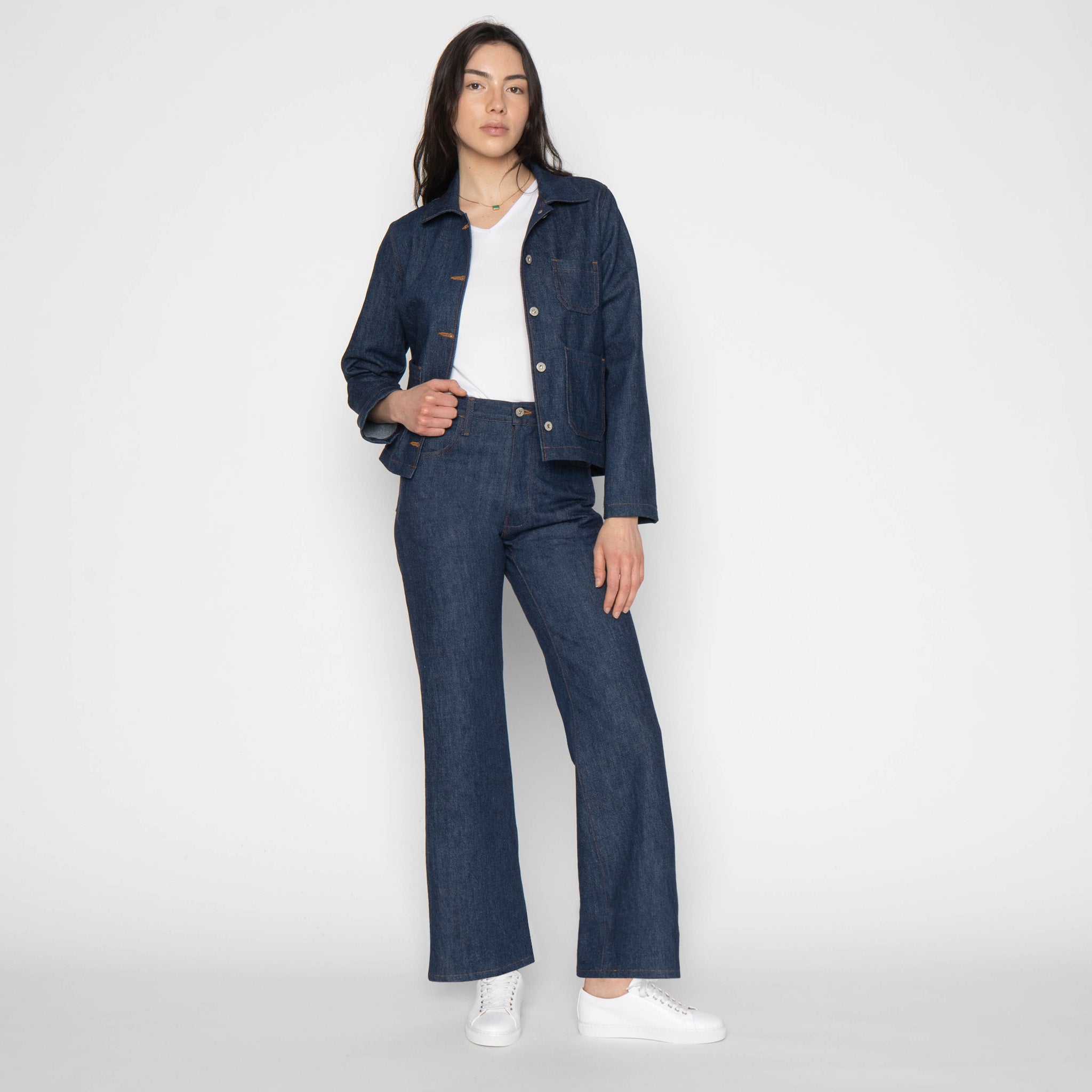 Gracie Jacket - 2x1 Dungaree Nep Denim - Mid Indigo | Naked