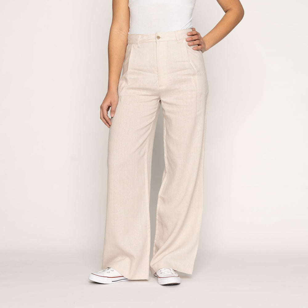 Relaxed Pleated Trouser - French Linen Fine Canvas - Ecru by Naked & Famous Denim