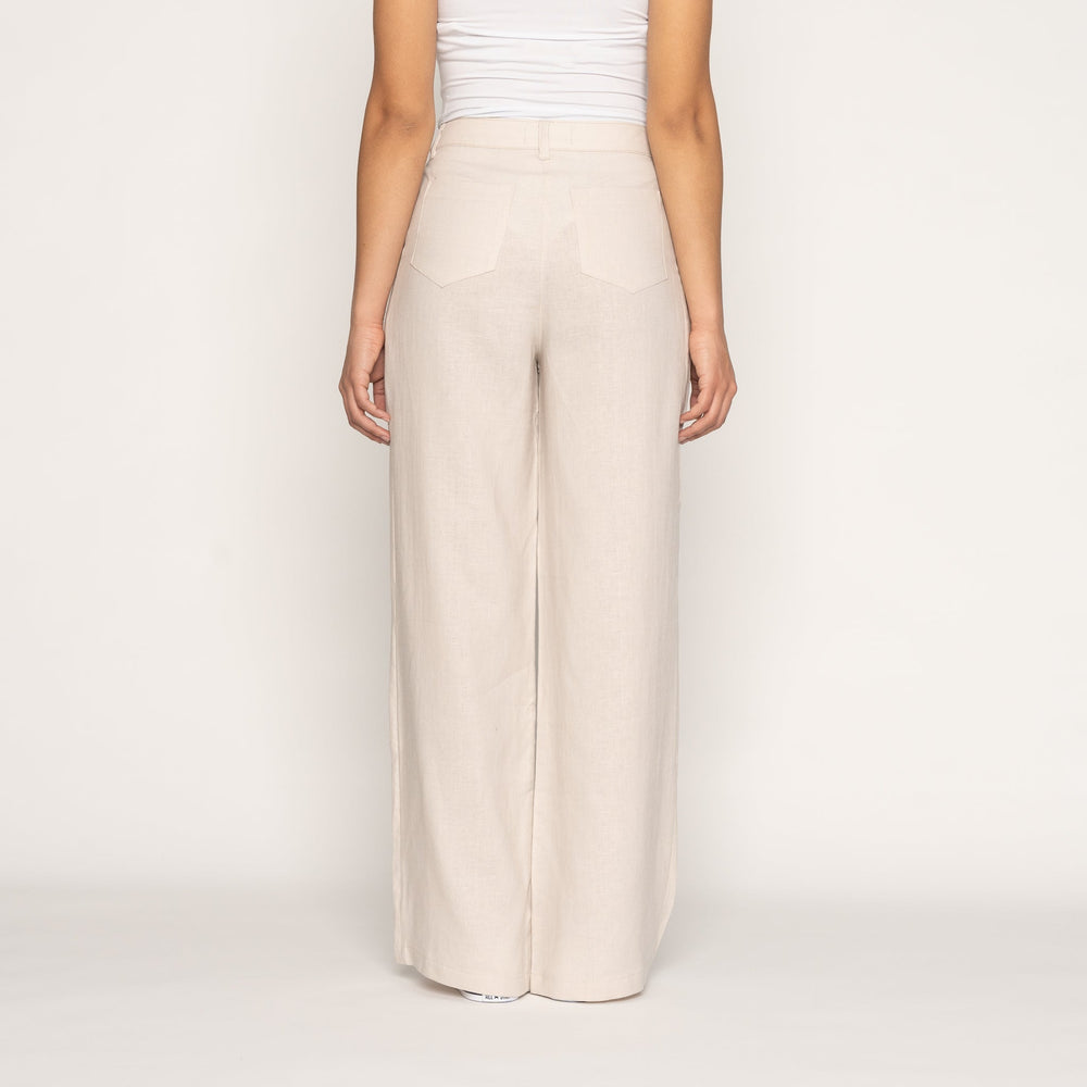 Relaxed Pleated Trouser - French Linen Fine Canvas - Ecru by Naked & Famous Denim