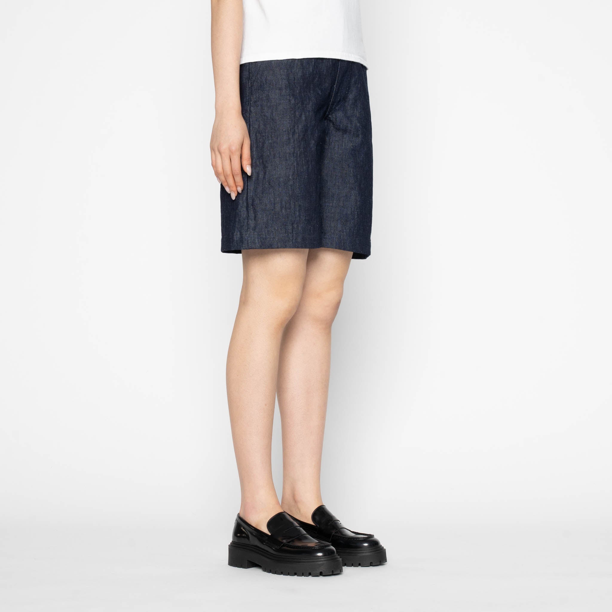 Andie Shorts - Linen Blend Denim - Indigo by Naked & Famous Denim