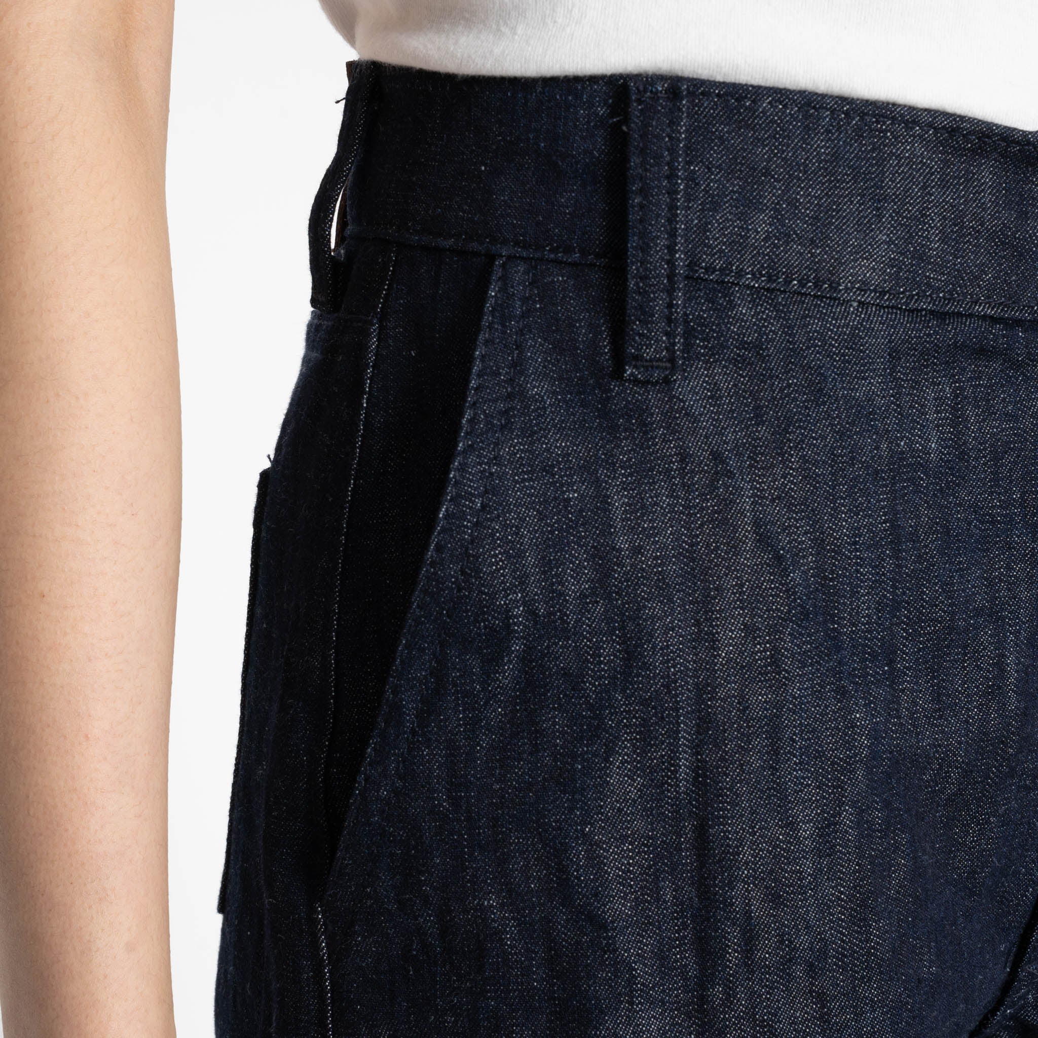 Andie Shorts - Linen Blend Denim - Indigo by Naked & Famous Denim