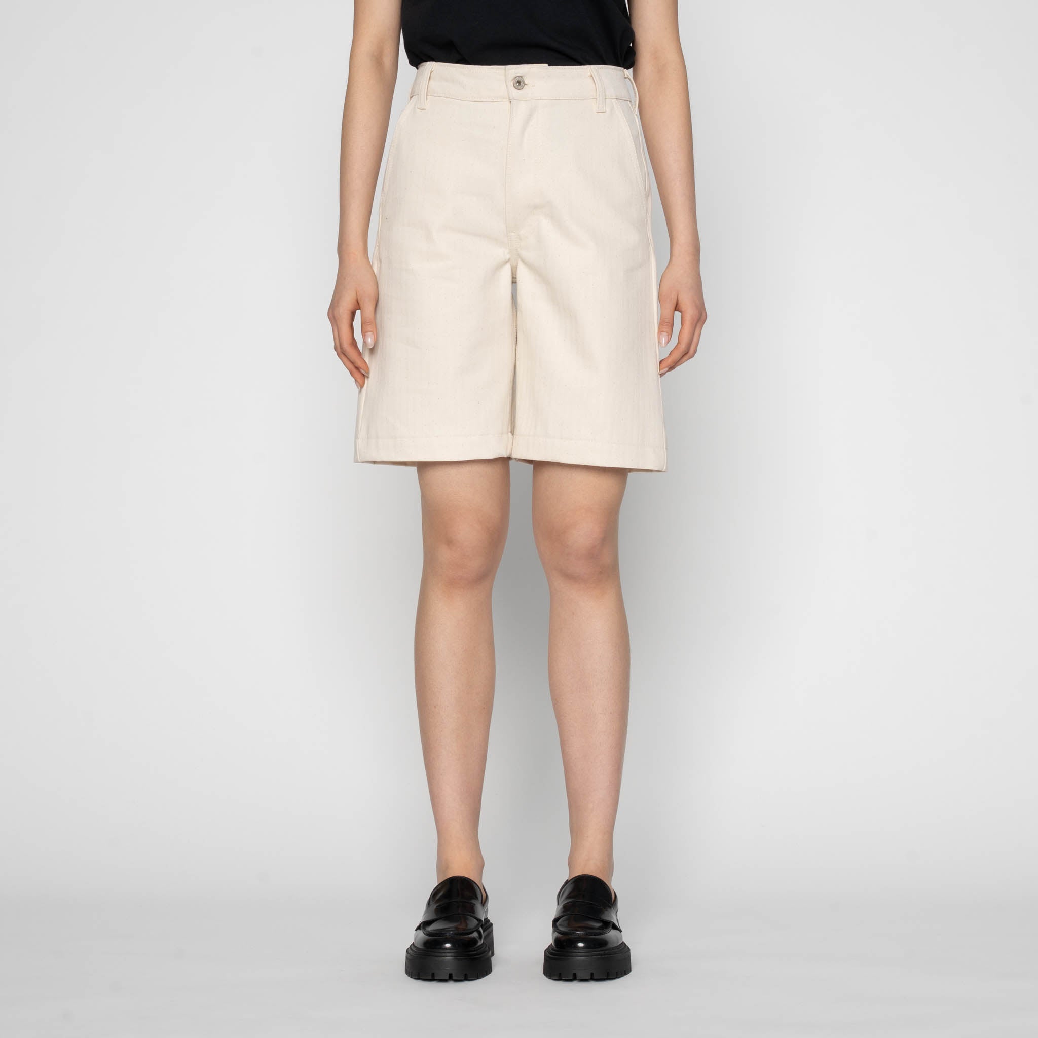 Andie Shorts - Hard Twist Organic Herringbone - Ecru