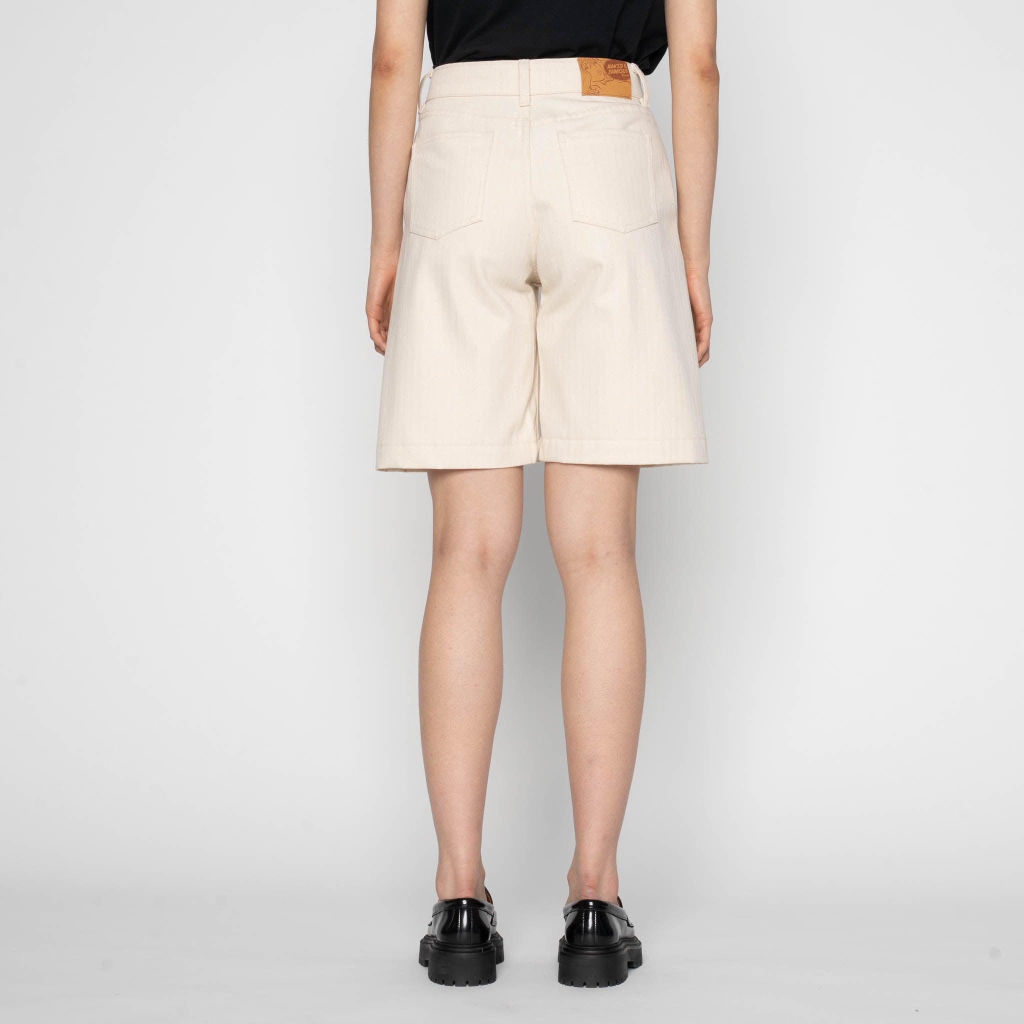 Andie Shorts - Hard Twist Organic Herringbone - Ecru | Naked