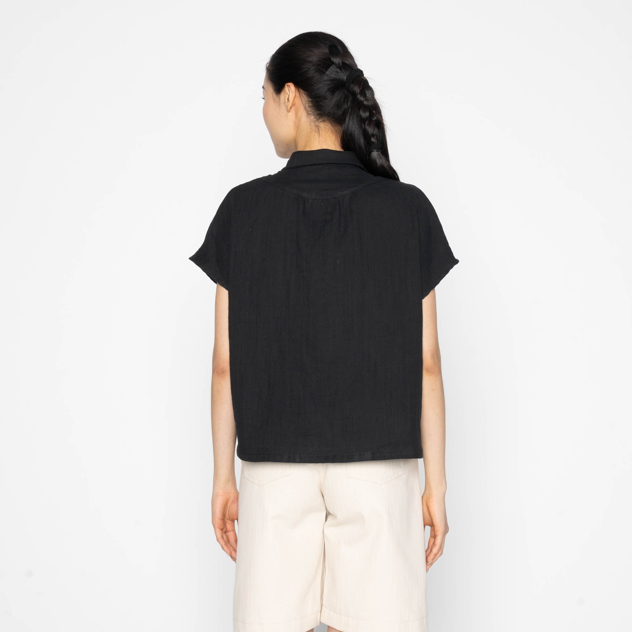 Billie Shirt - Double Weave Gauze - Black by Naked & Famous Denim