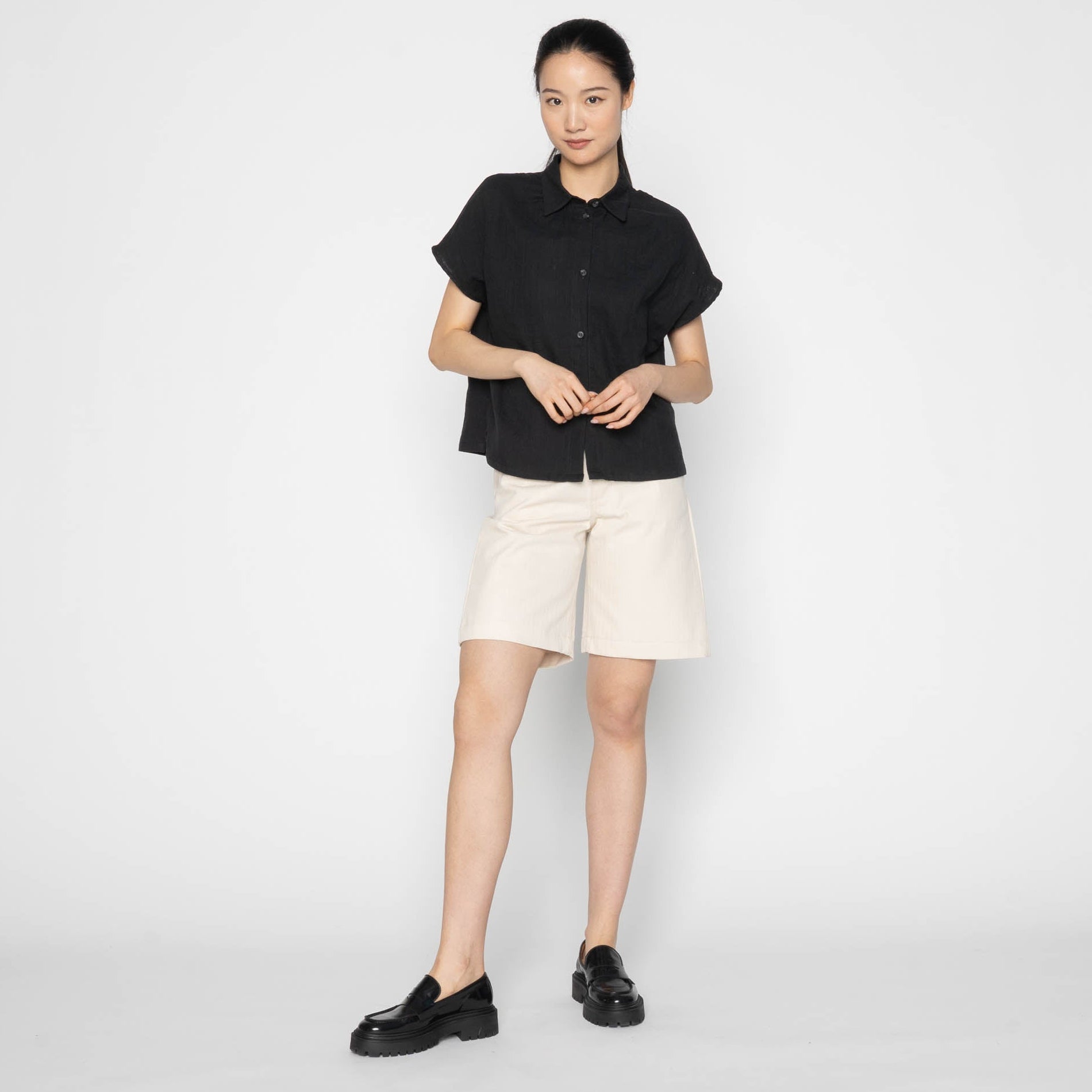 Billie Shirt - Double Weave Gauze - Black