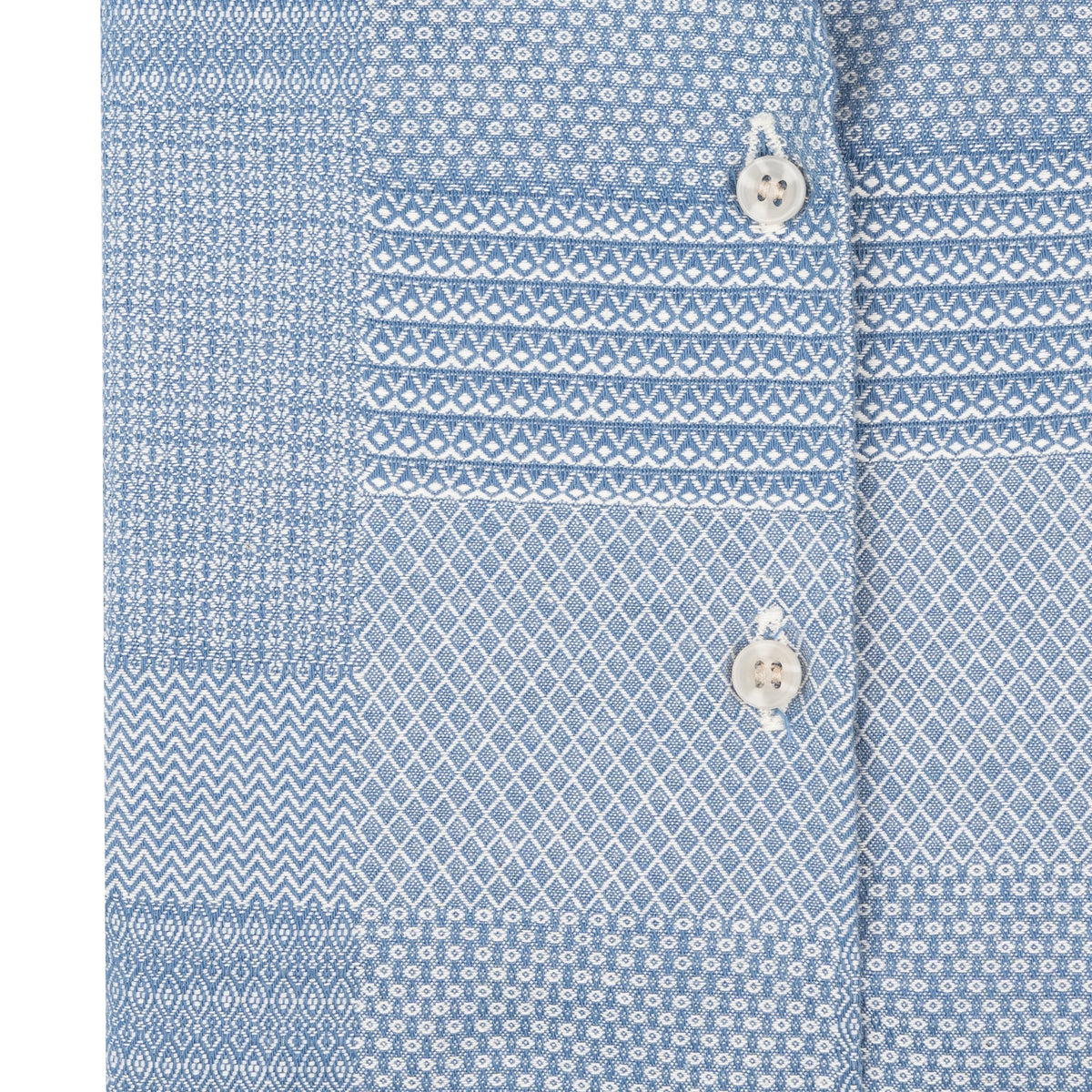 Chemise à col camp - Patchwork Dobby - Bleu pâle
