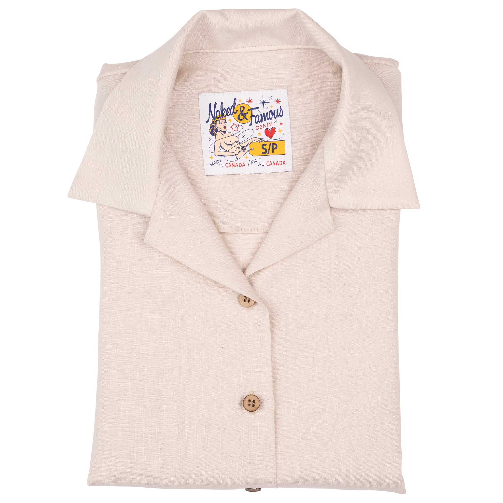 Camp Collar Shirt - French Linen Fine Canvas - Ecru | Naked & Famous Denim