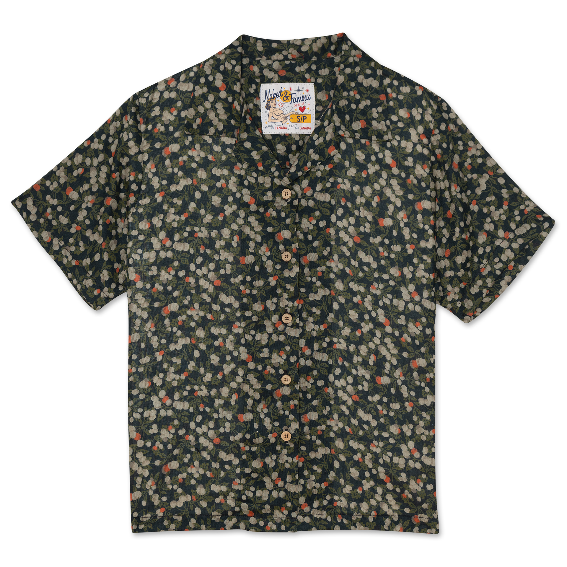 Camp Collar Shirt - Fruit Print - Navy | Naked & Famous Denim