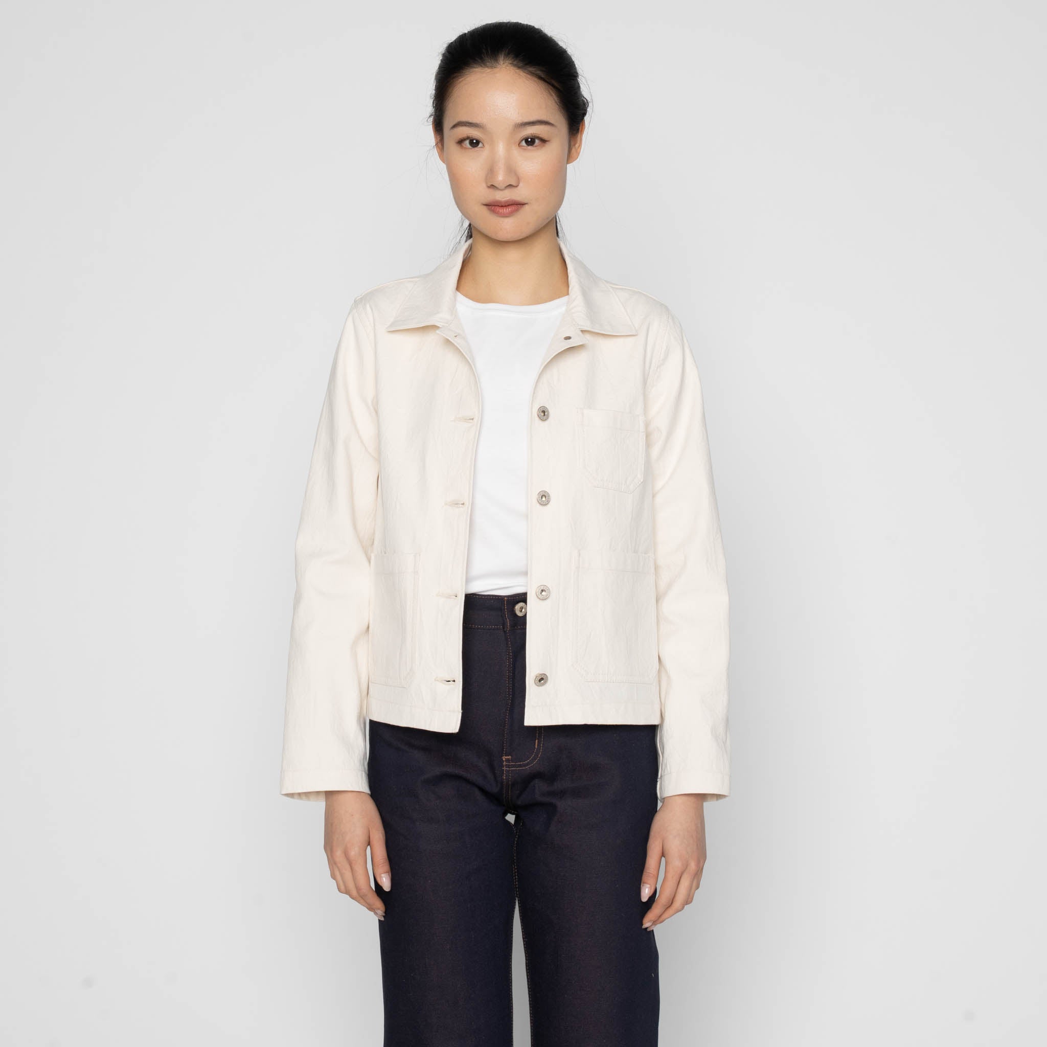 Gracie Jacket - Hard Twist Organic Herringbone - Ecru by Naked & Famous Denim