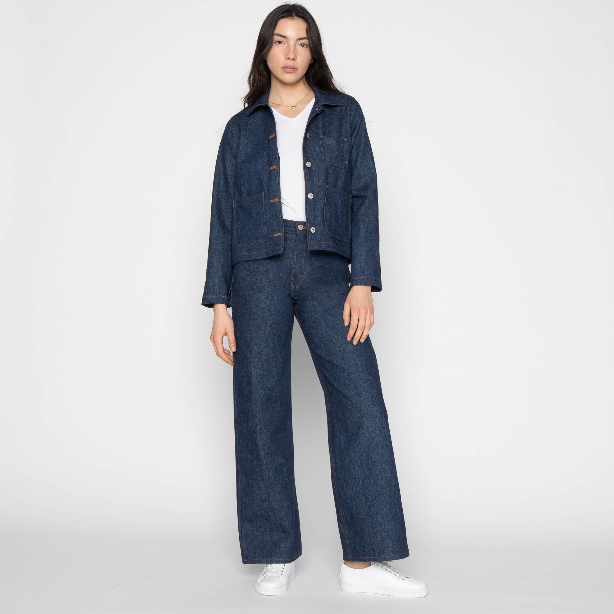 Gracie Jacket - 2x1 Dungaree Nep Denim - Mid Indigo | Naked