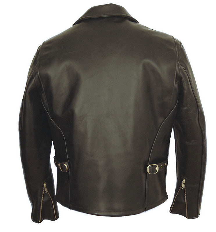 689H - Horsehide Black Racer Motorcycle Leather Jacket | Naked