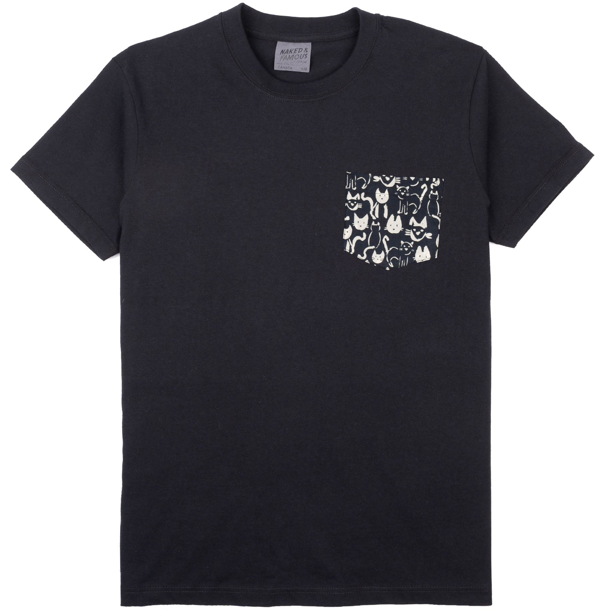 Pocket Tee - Black - Waikiki Waves - Black |Naked & Famous Denim