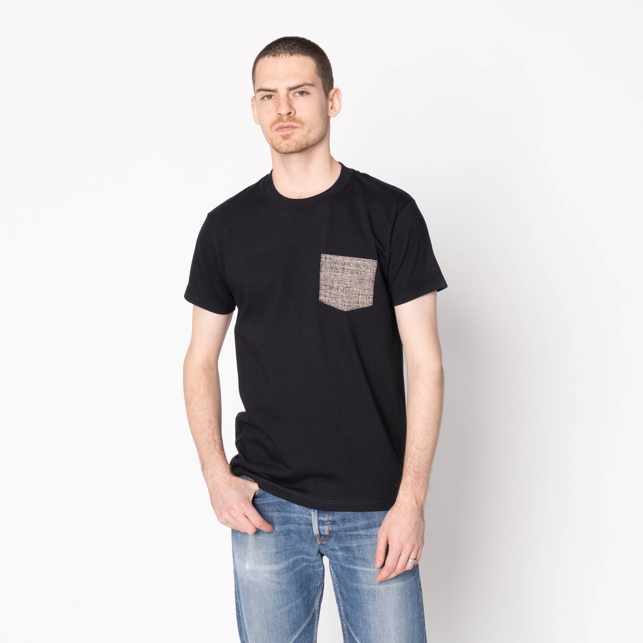 Pocket Tee - Black - Kimono Scramble - Indigo