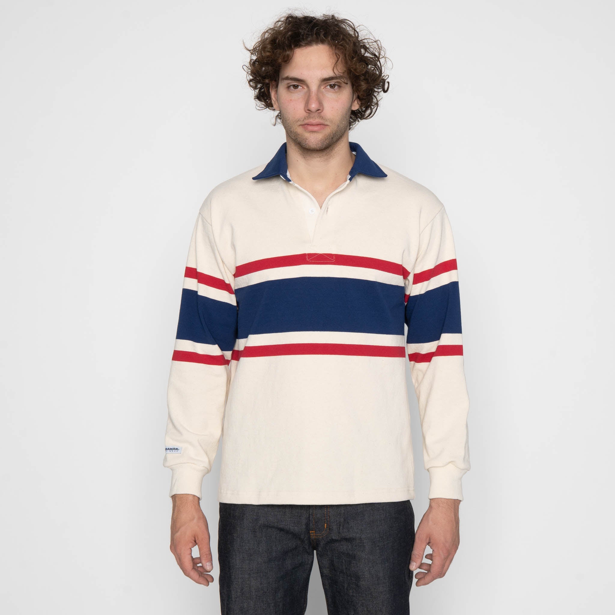 Classic Rugby Jersey - Ivory/Dark Red/Deep Blue