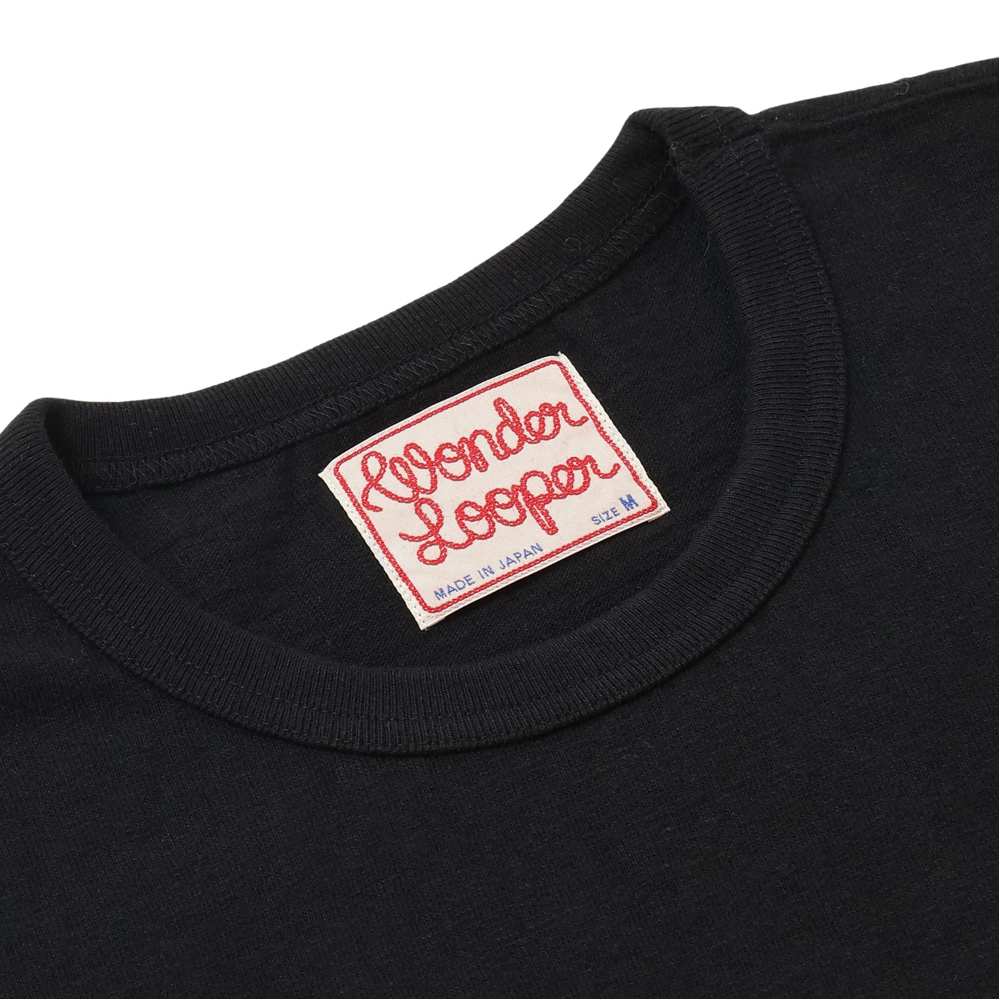 Crewneck T-shirt - ELS Recycled Cotton Slub - Black by Wonder Looper