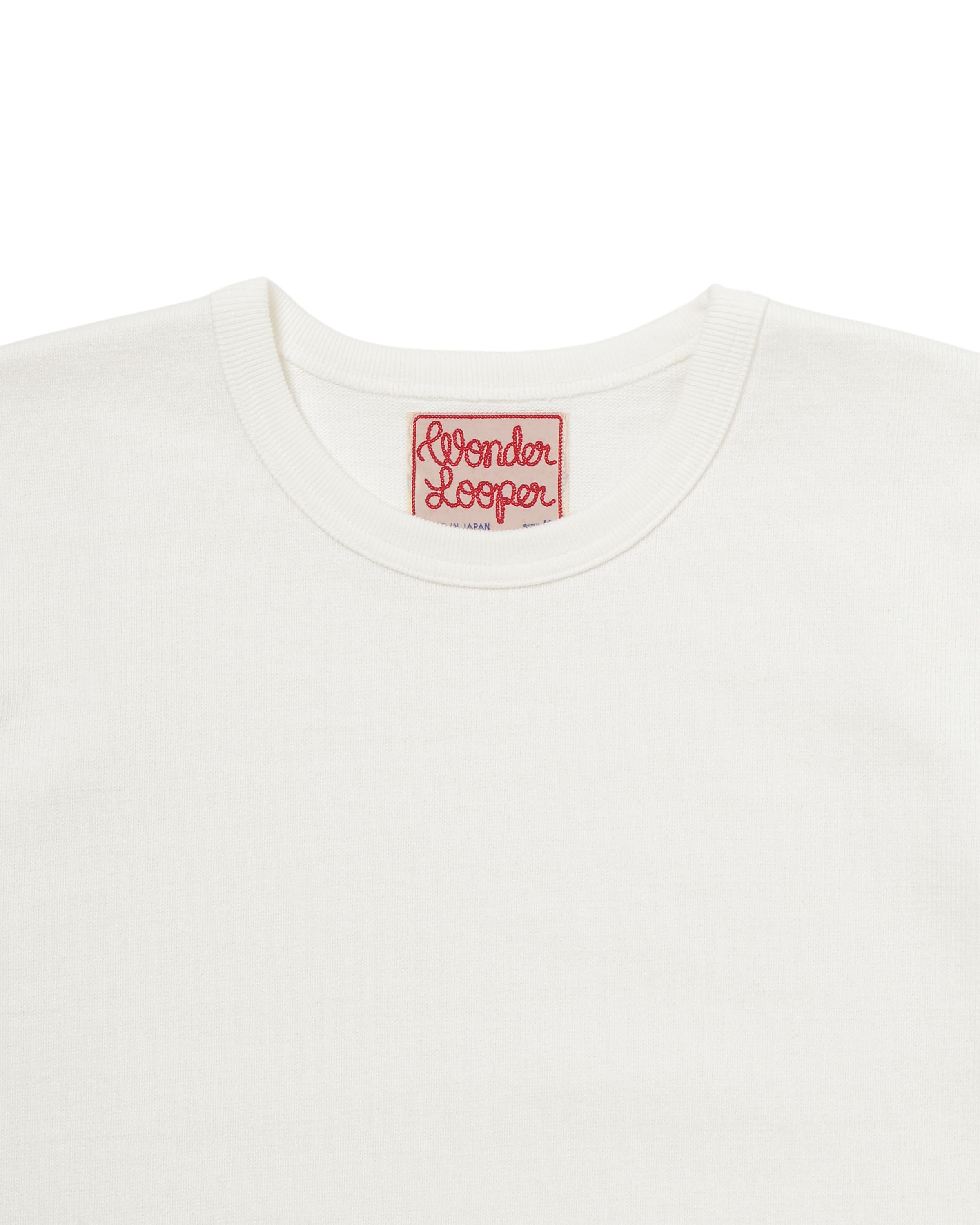 Crewneck T-shirt - Triple Heavyweight Tsuriami - White | Wonder Looper
