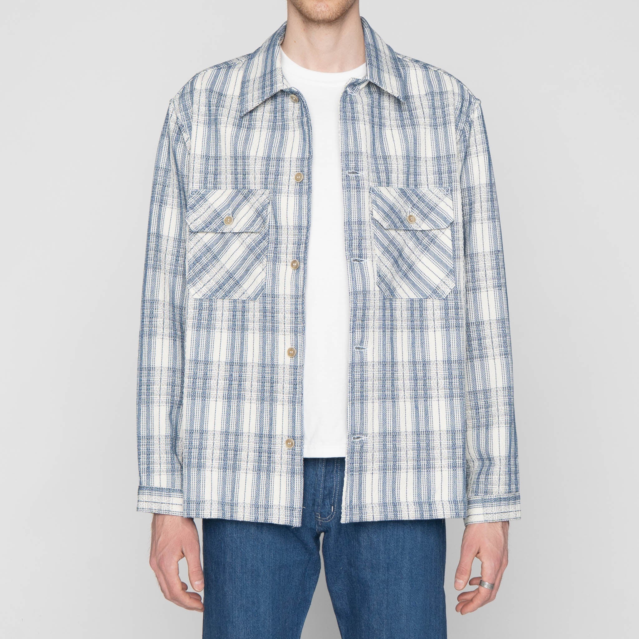 Work Shirt - Asagi Sashiko - White