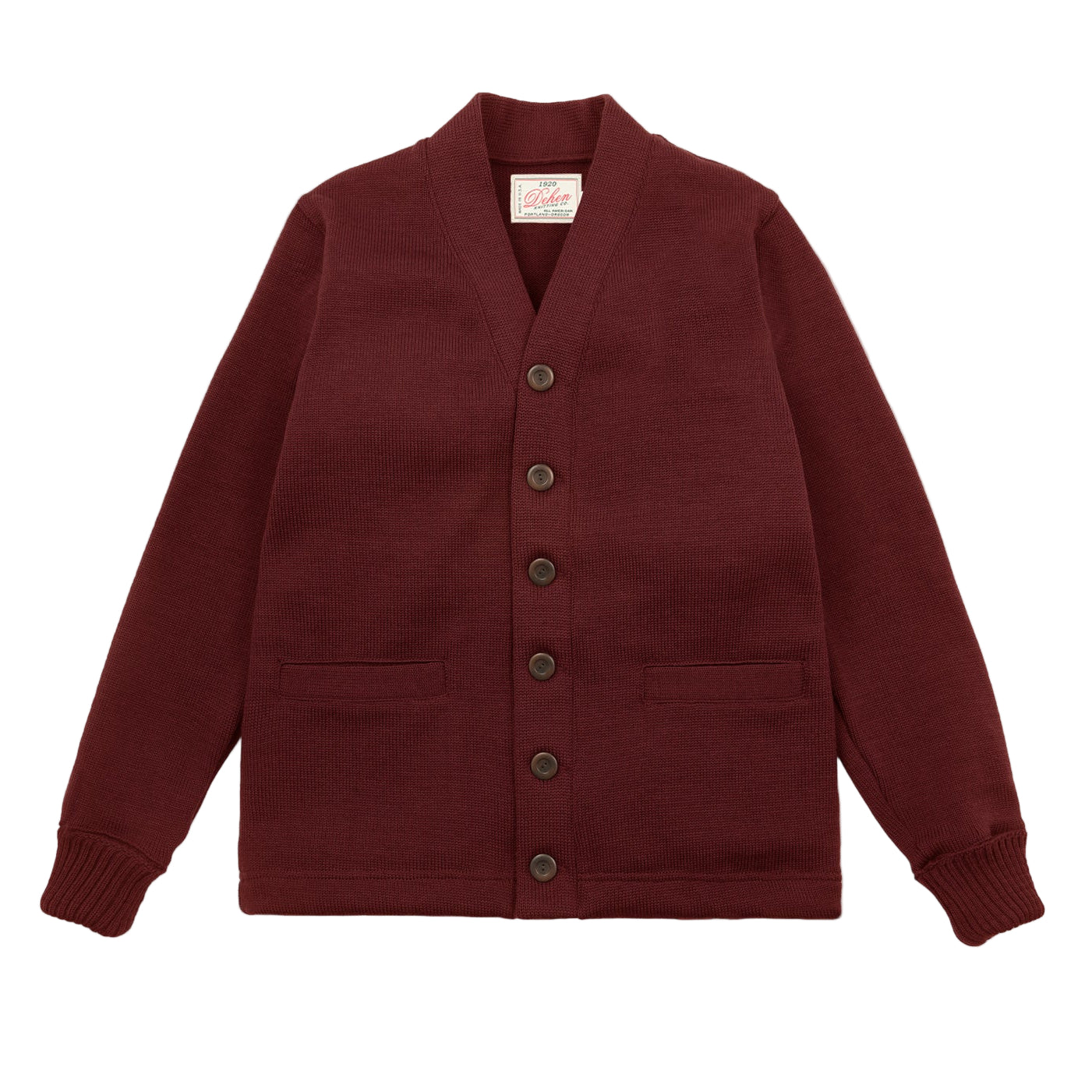 Classic Cardigan - Burgundy Wool Knit by Dehen