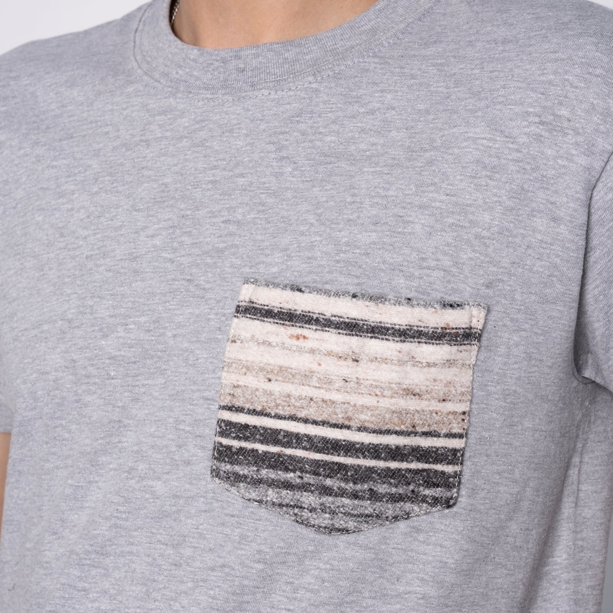 Pocket Tee - Heather Grey + Heavyweight Stripe Grey | Naked & Famous Denim