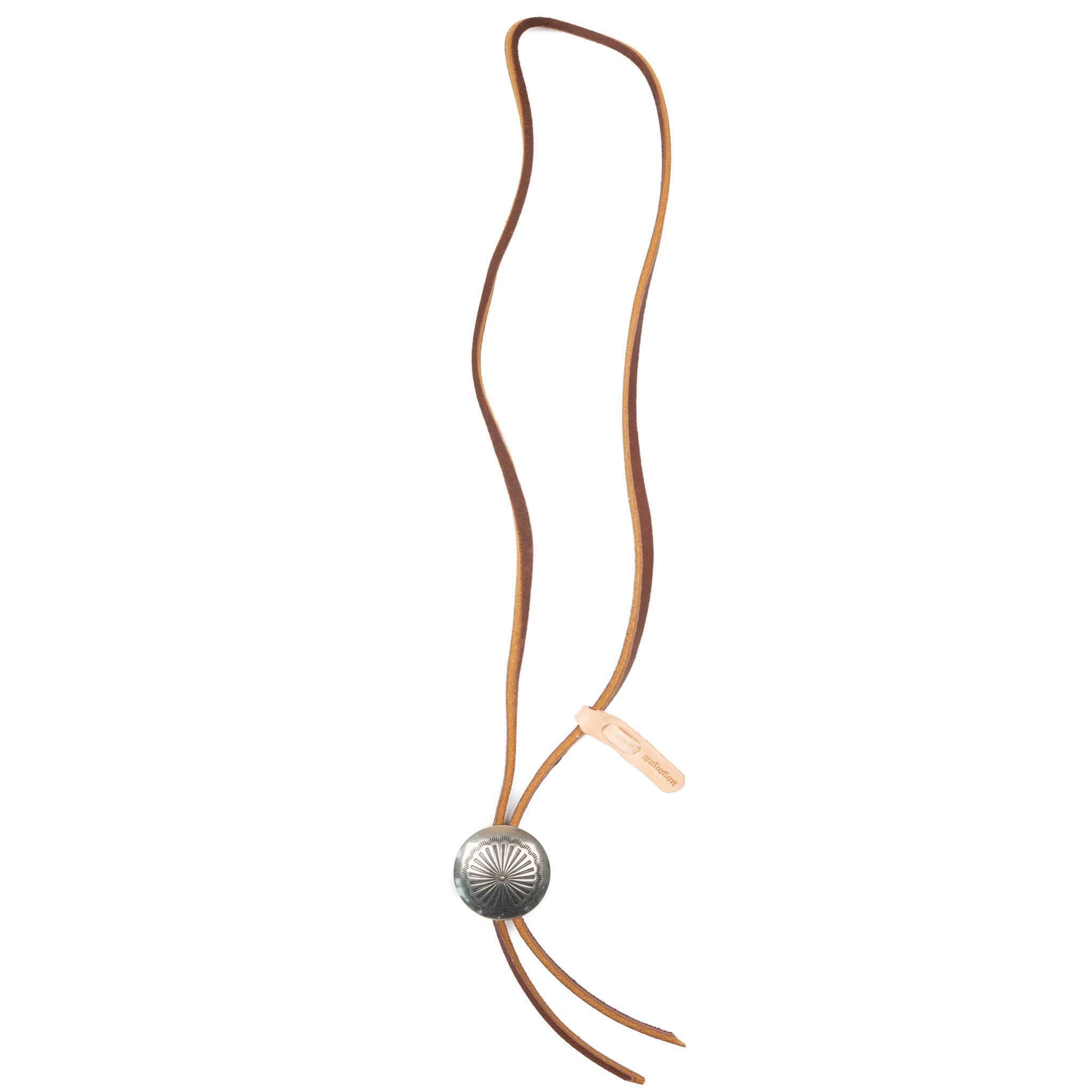 Leather Bolo Tie with Concho - Brown | Naked & Famous Denim