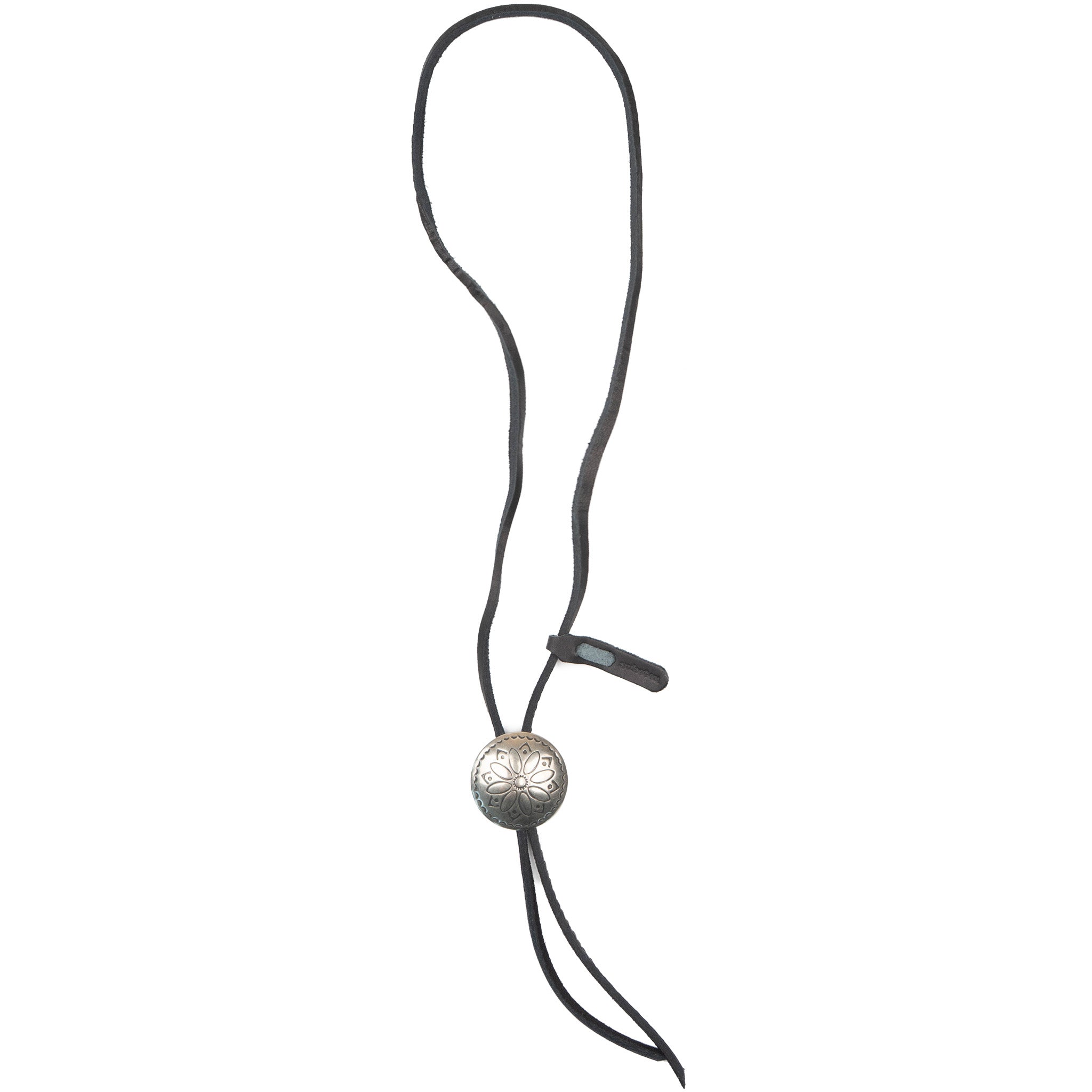 Leather Bolo Tie with 1 1/2" Concho - Black by Yuketen