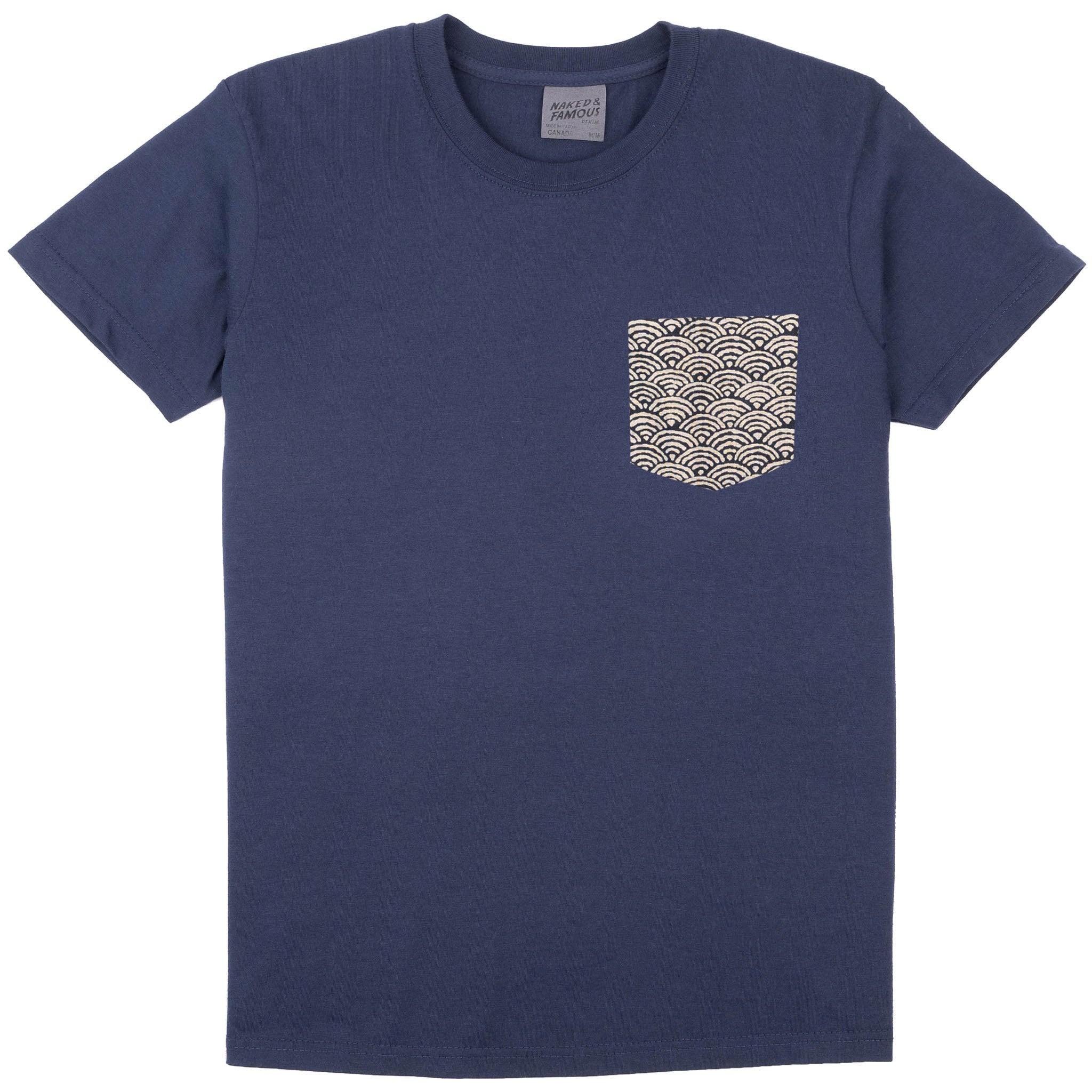 Pocket Tee - Navy + Seigaiha Waves - Indigo