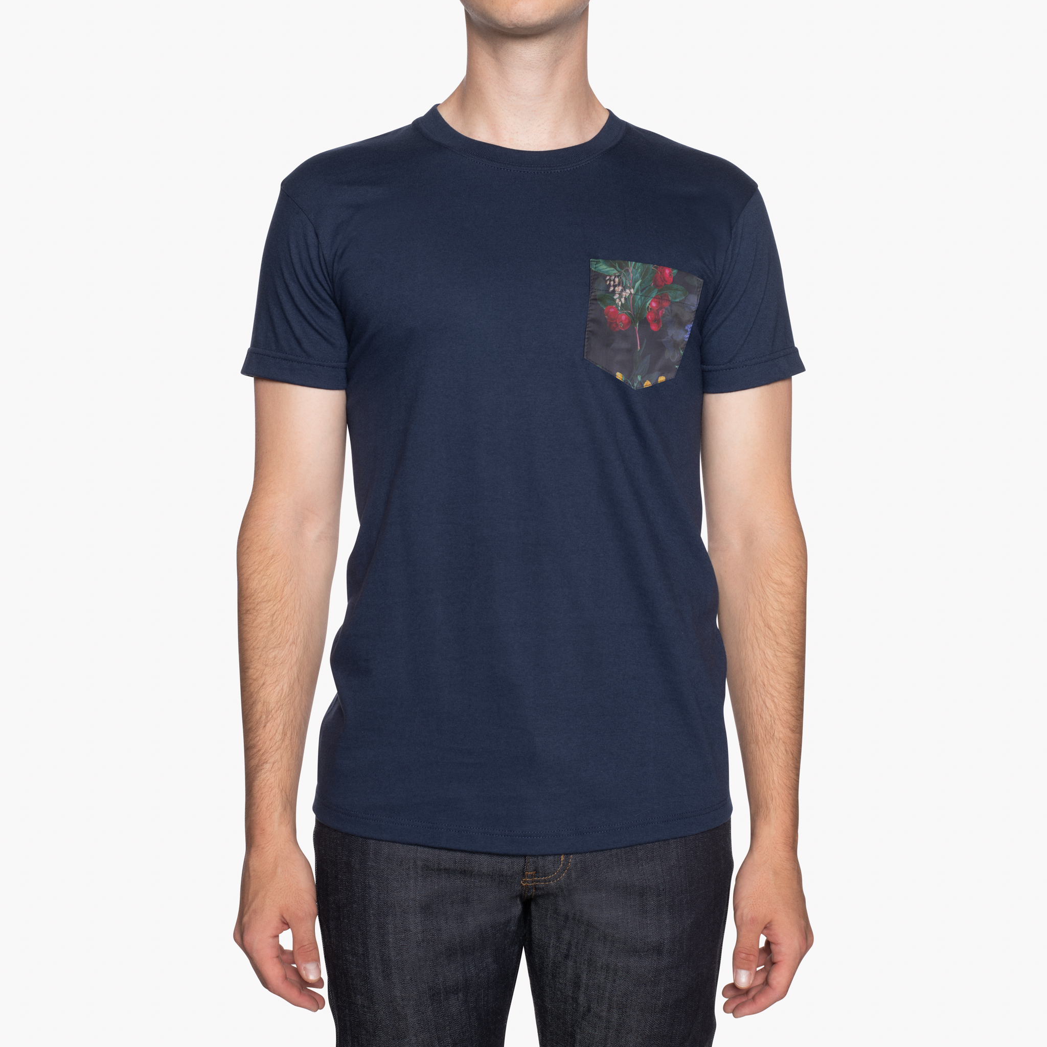 Pocket Tee - Navy - Botanical Print - Navy by Naked & Famous Denim
