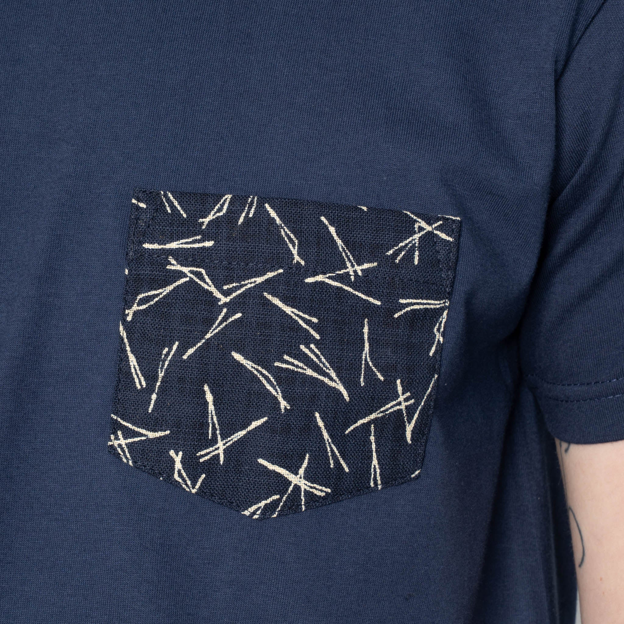 Pocket Tee - Navy + Matsuba Pine Needles - Indigo | Naked & Famous