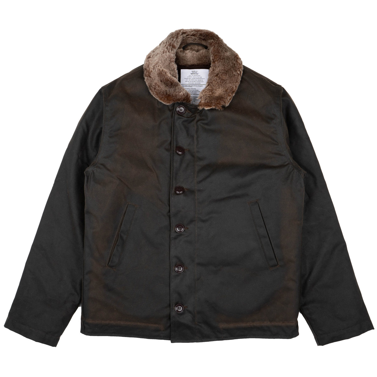 N-1 Deck Jacket - Waxed Canvas - Fossil/Brown by Dehen 1920