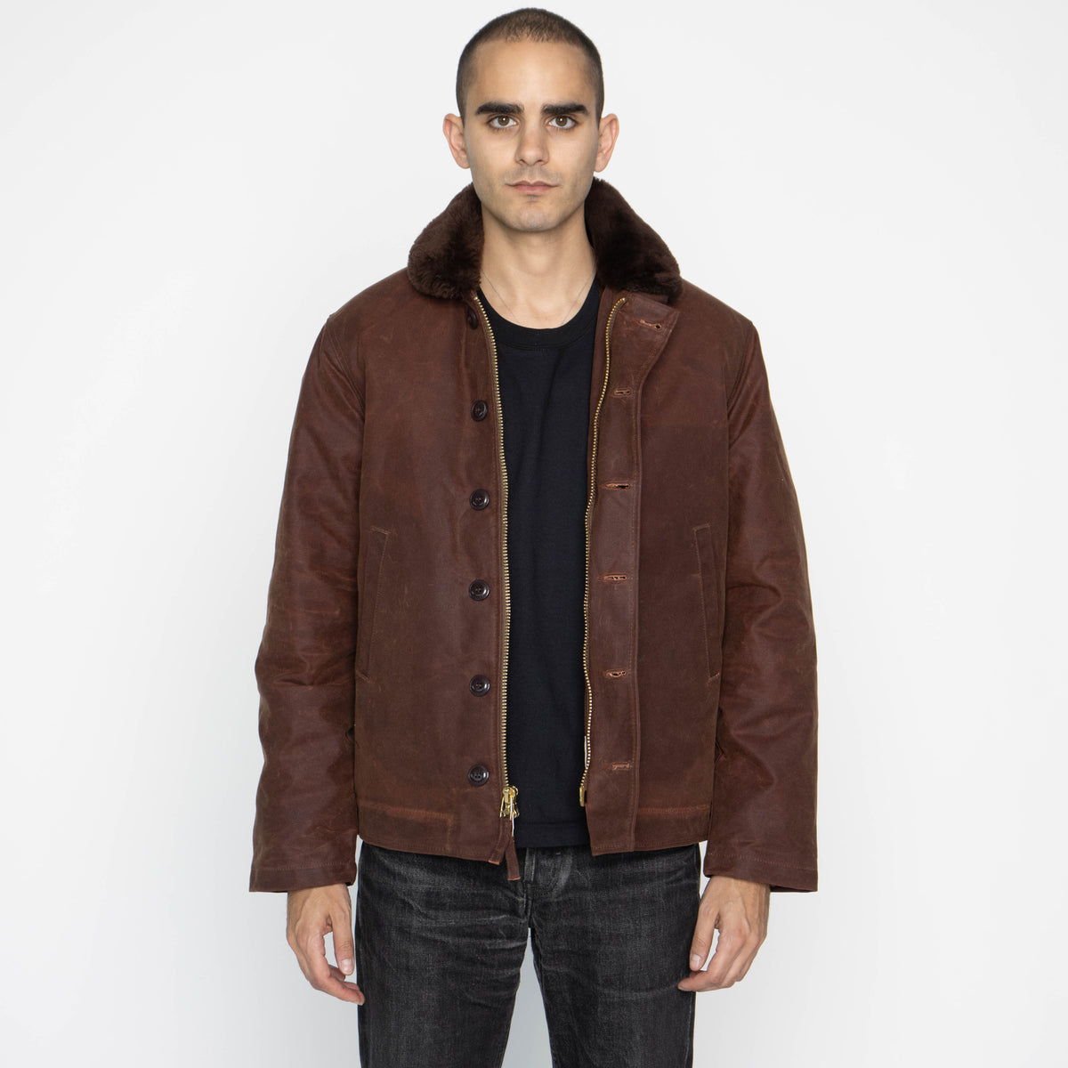 N-1 Deck Jacket - Waxed Canvas - Fig/Brown by Dehen 1920