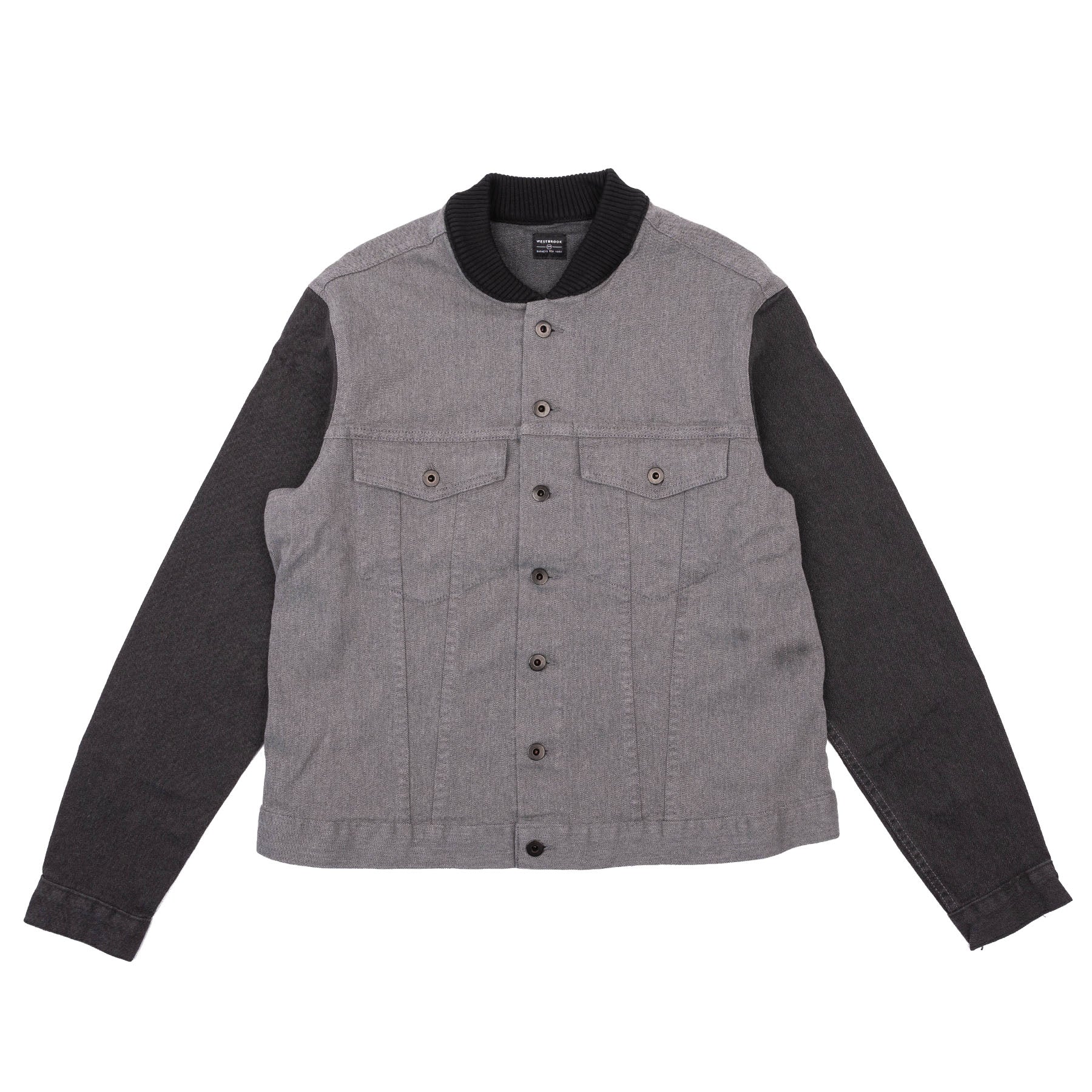 Color Block Denim Jacket - Black/Grey