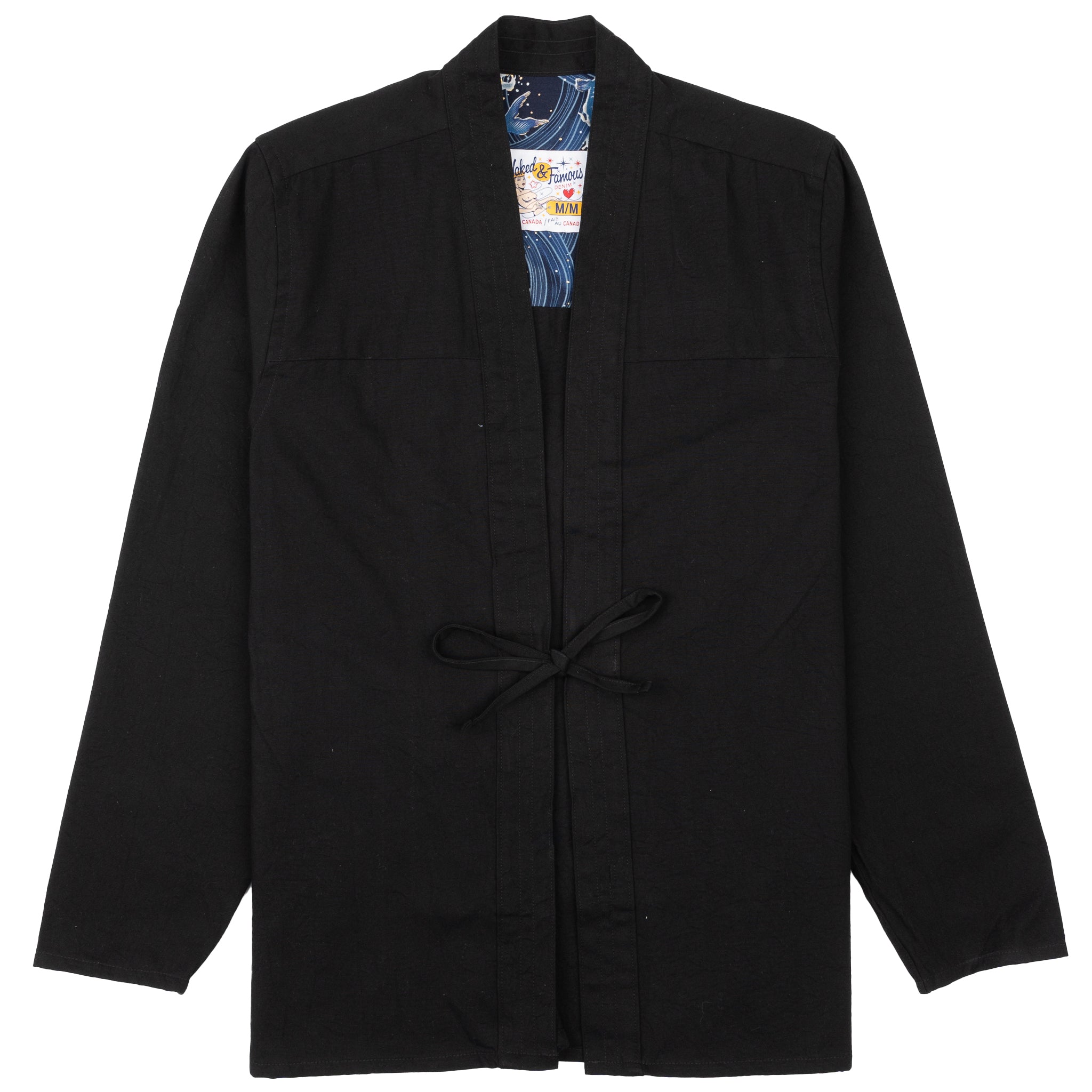 Kimono Shirt - Black Rinsed Oxford + Black Japanese Festival | Naked & Famous Denim