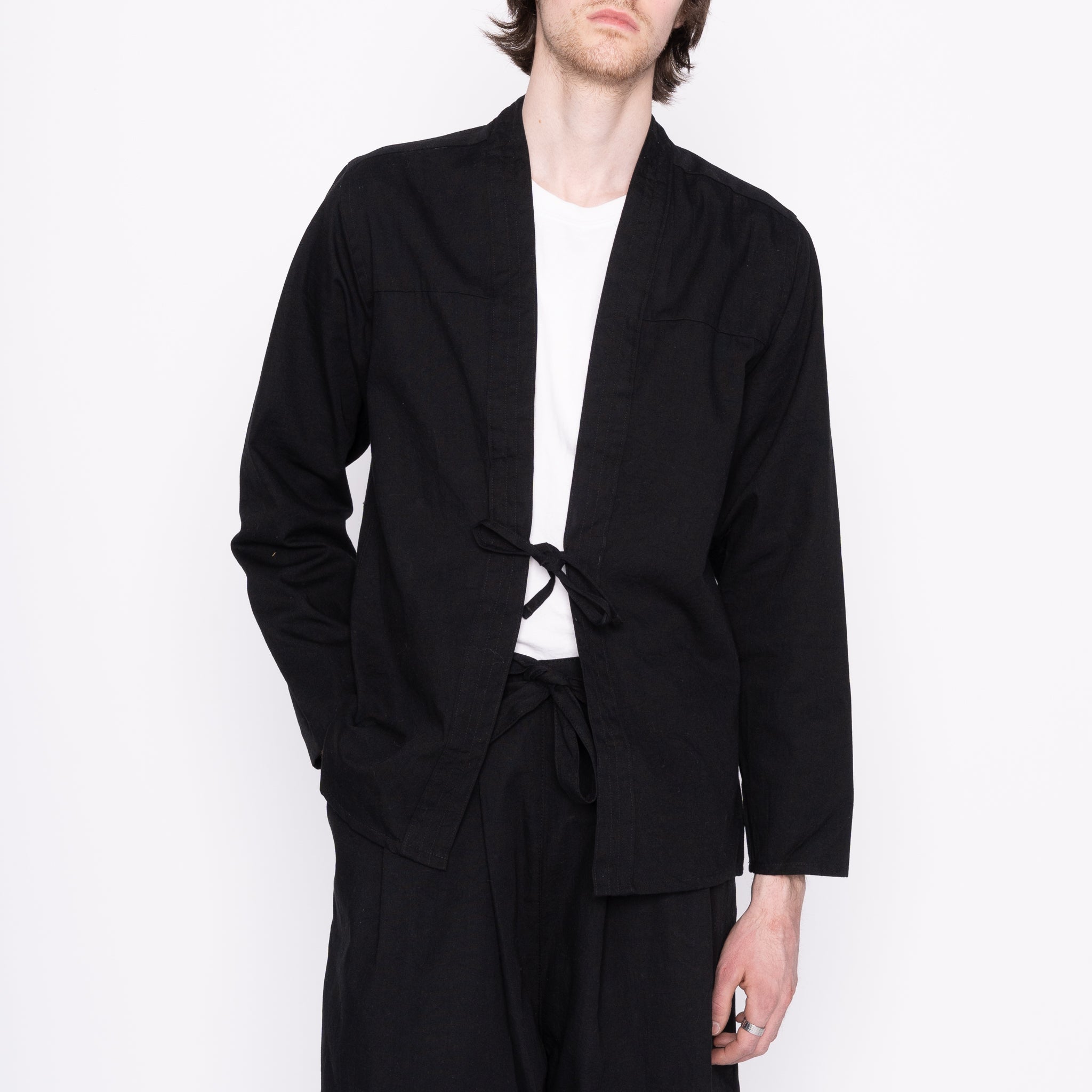 Kimono Shirt - Black Rinsed Oxford + Black Japanese Festival | Naked & Famous Denim
