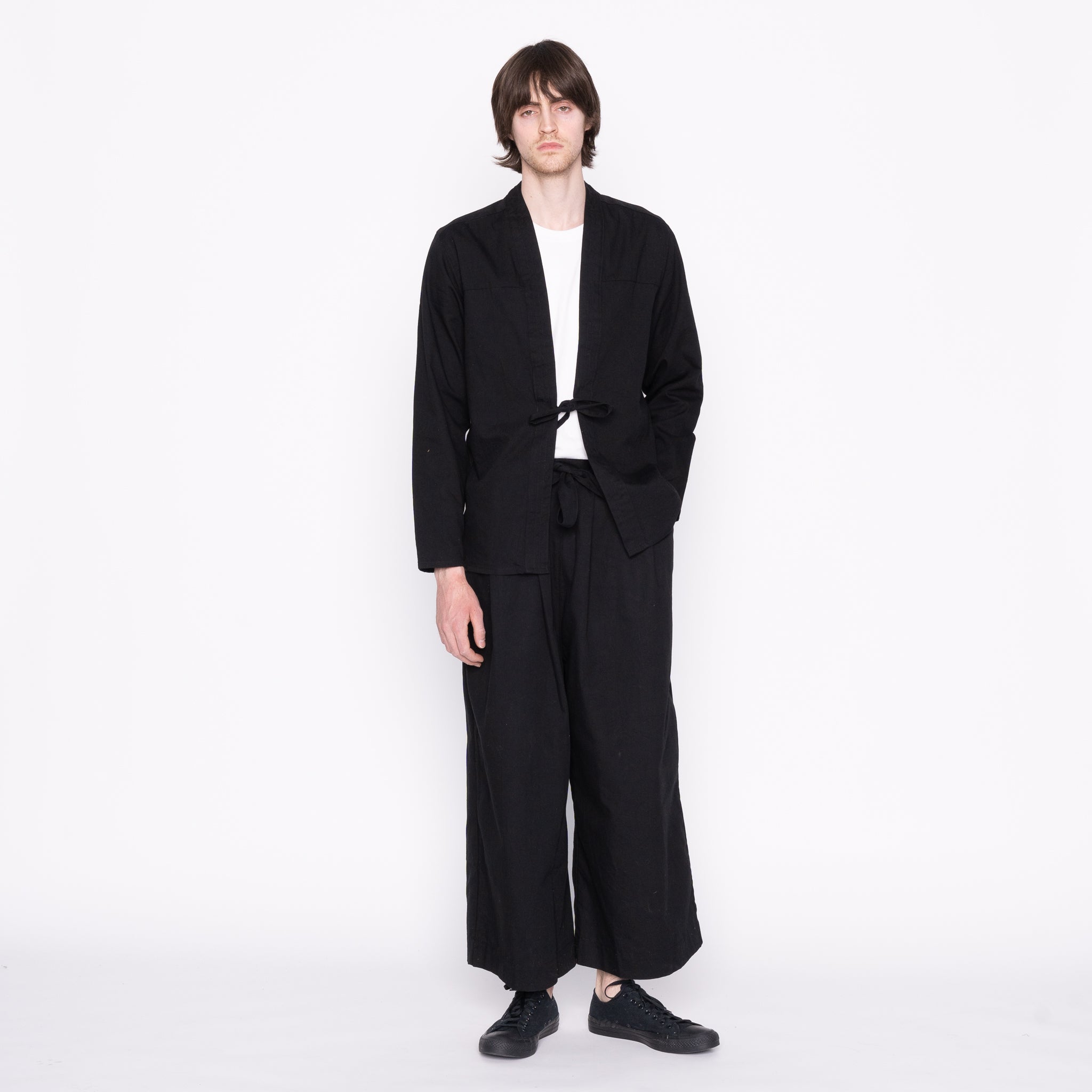 Kimono Shirt - Black Rinsed Oxford + Black Japanese Festival | Naked & Famous Denim