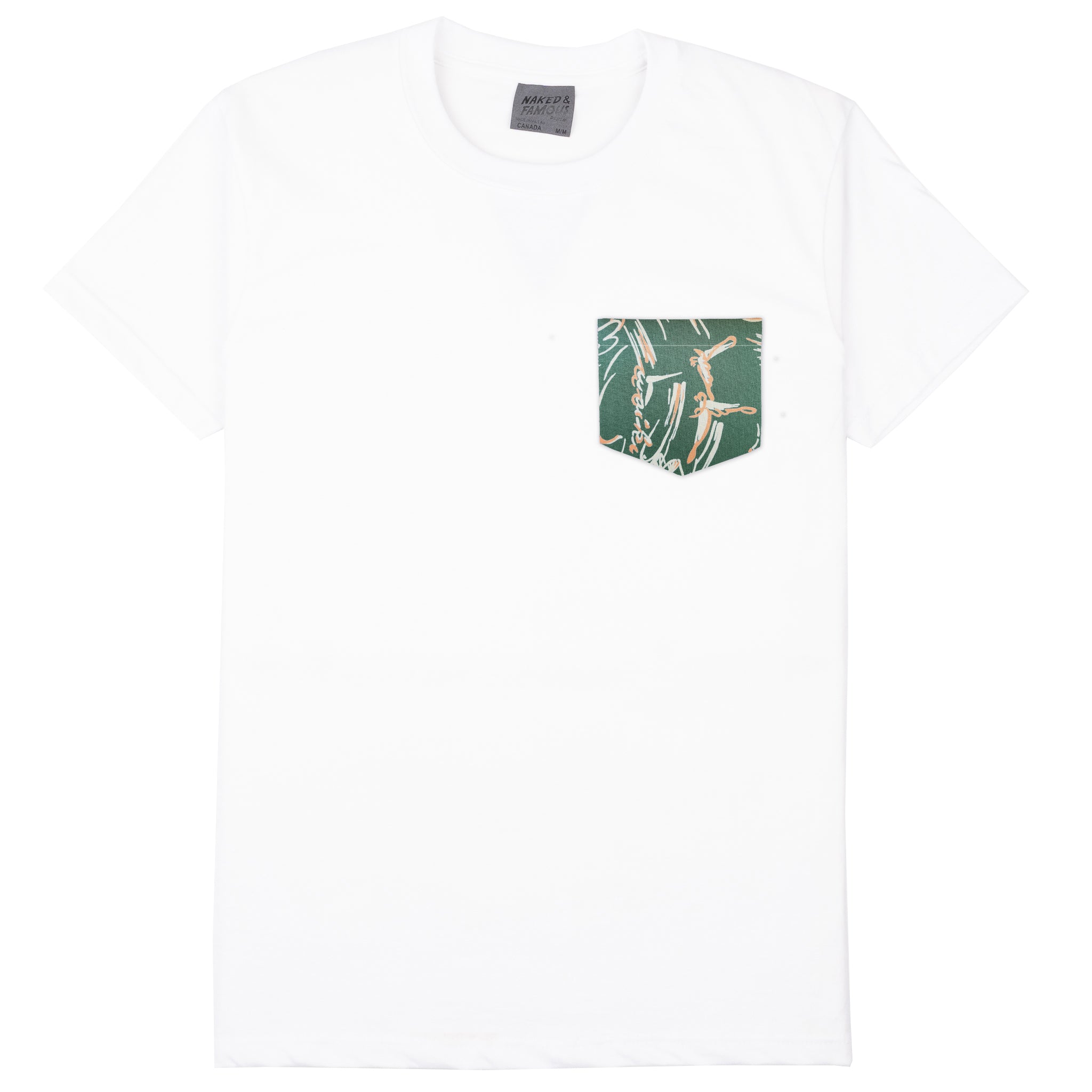 Pocket Tee - White - Waikiki Waves - Green