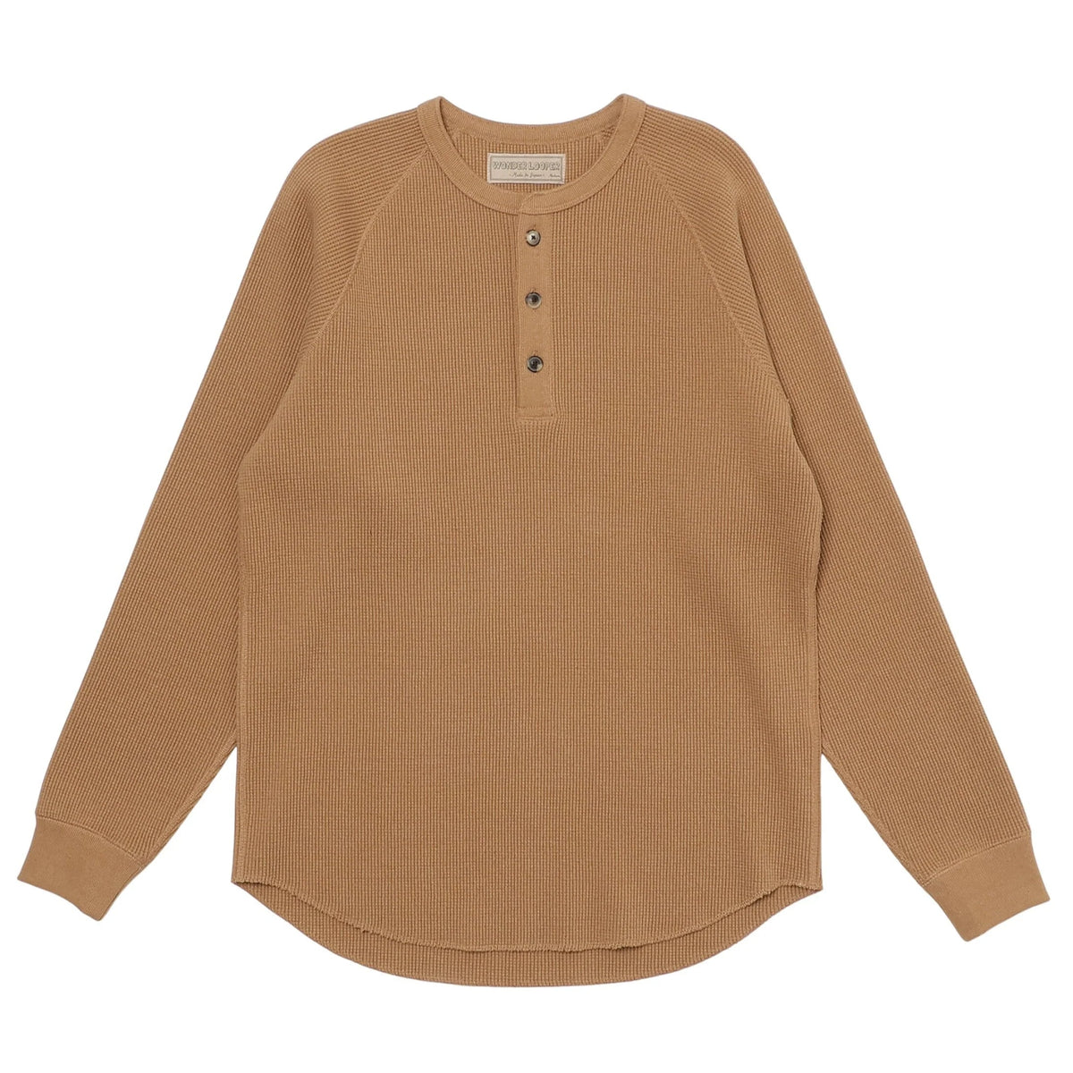 Henley - Foxfibre® Heavyweight Waffle -Coyote 70 | Naked & Famous