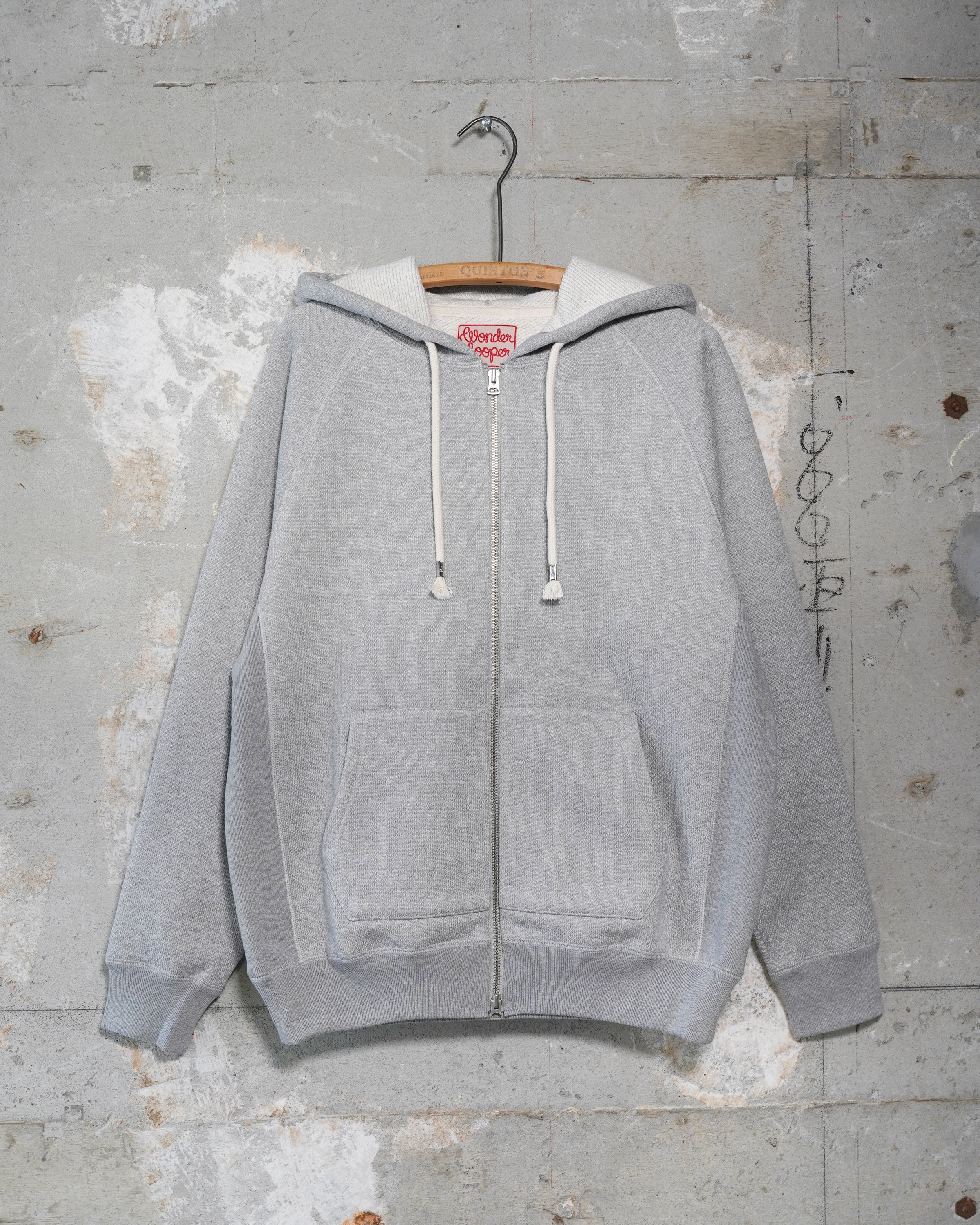 Zip Hoodie - 876gsm Double Heavyweight French Terry - Heather Grey by Wonder Looper