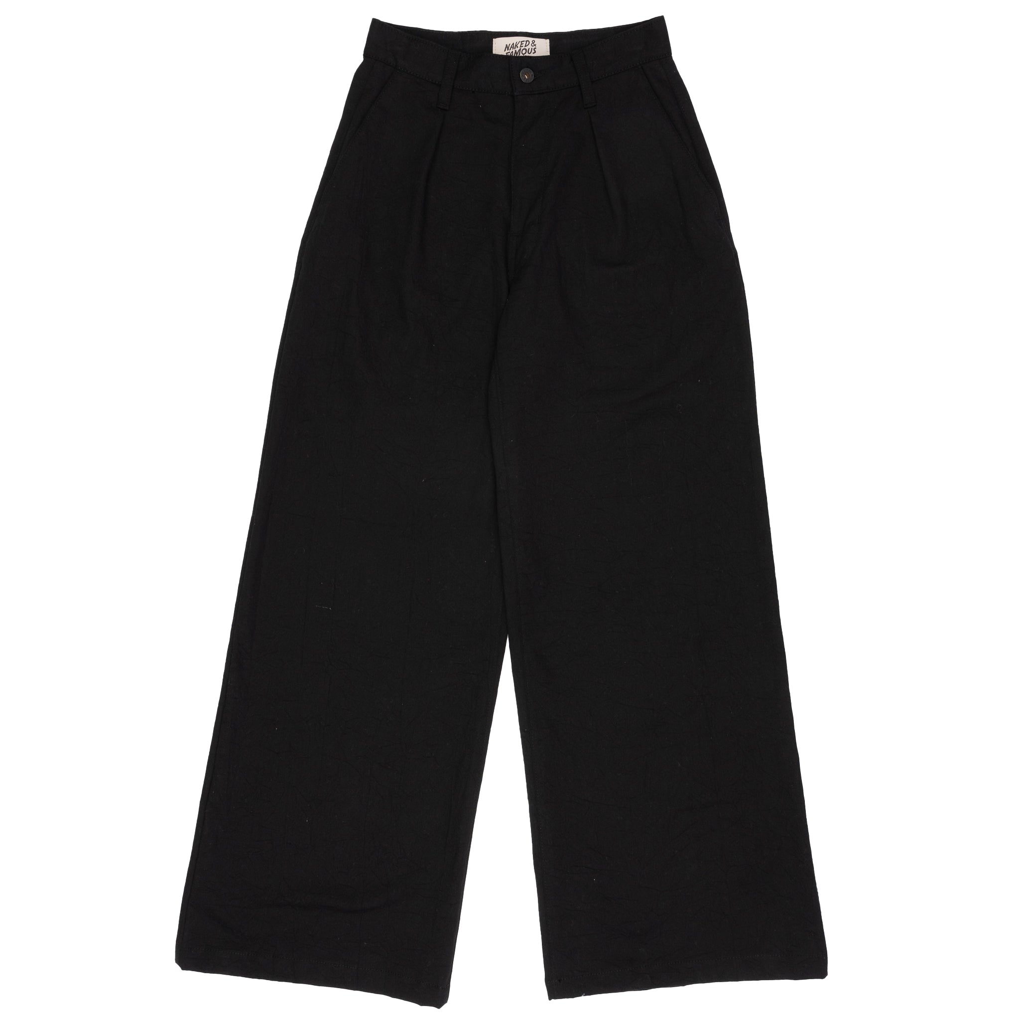 Wide Leg Trouser - Rinsed Oxford - Black by Naked & Famous Denim