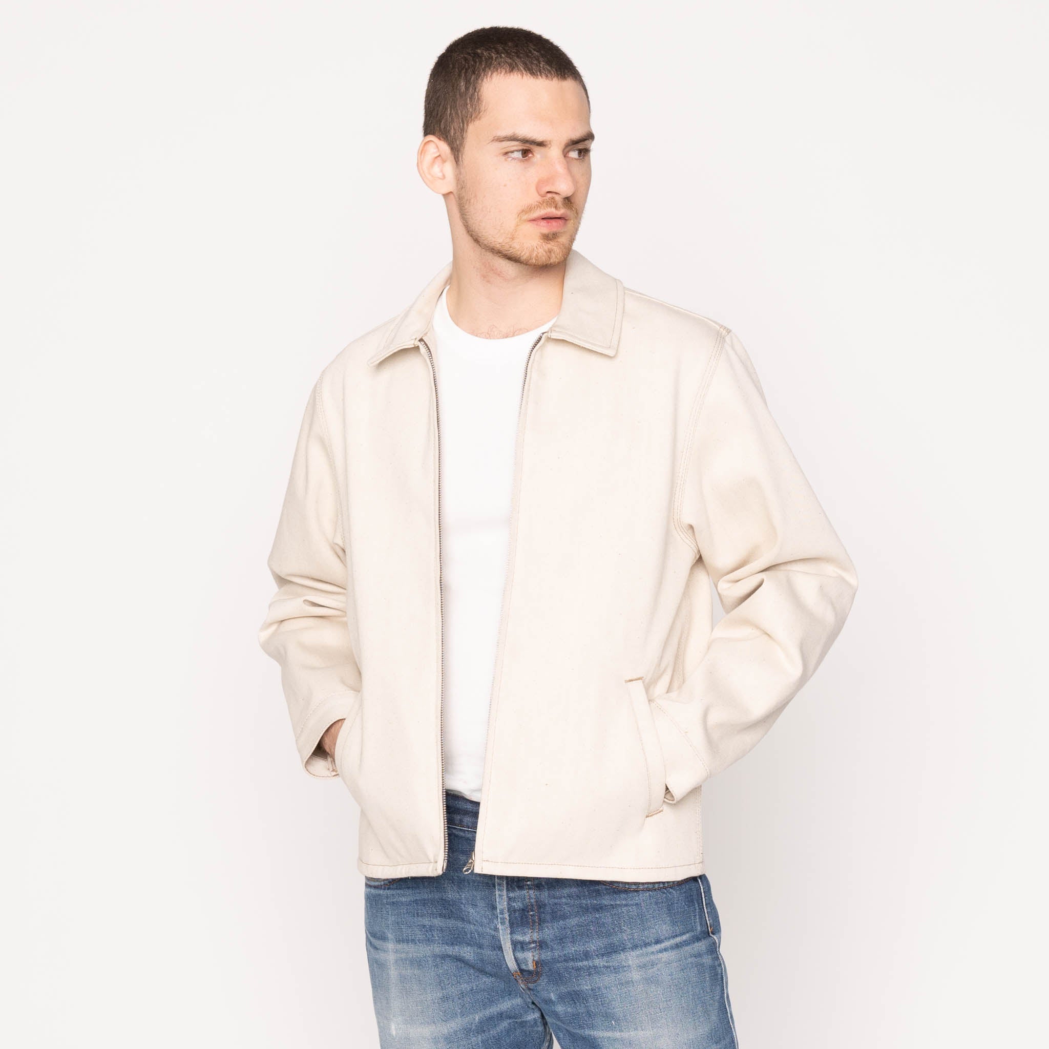 Zip Chore Coat - All Natural Ecru Foxfiber® | Naked & Famous Denim