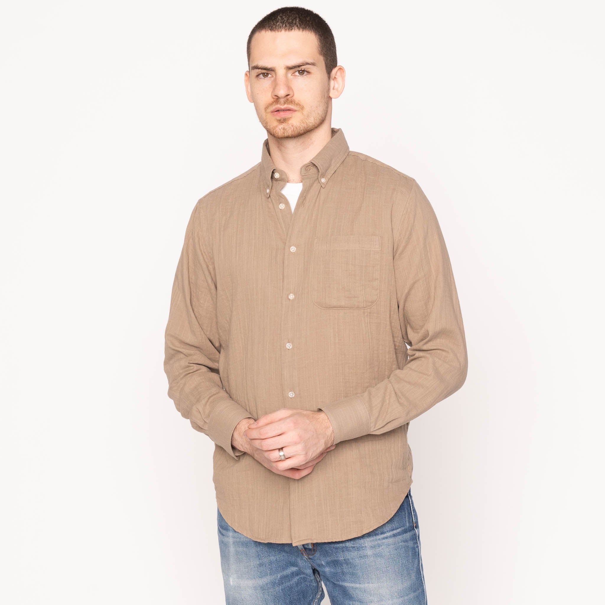 Easy Shirt - Melange Soft Twill - Pale Taupe | Naked & Famous Denim