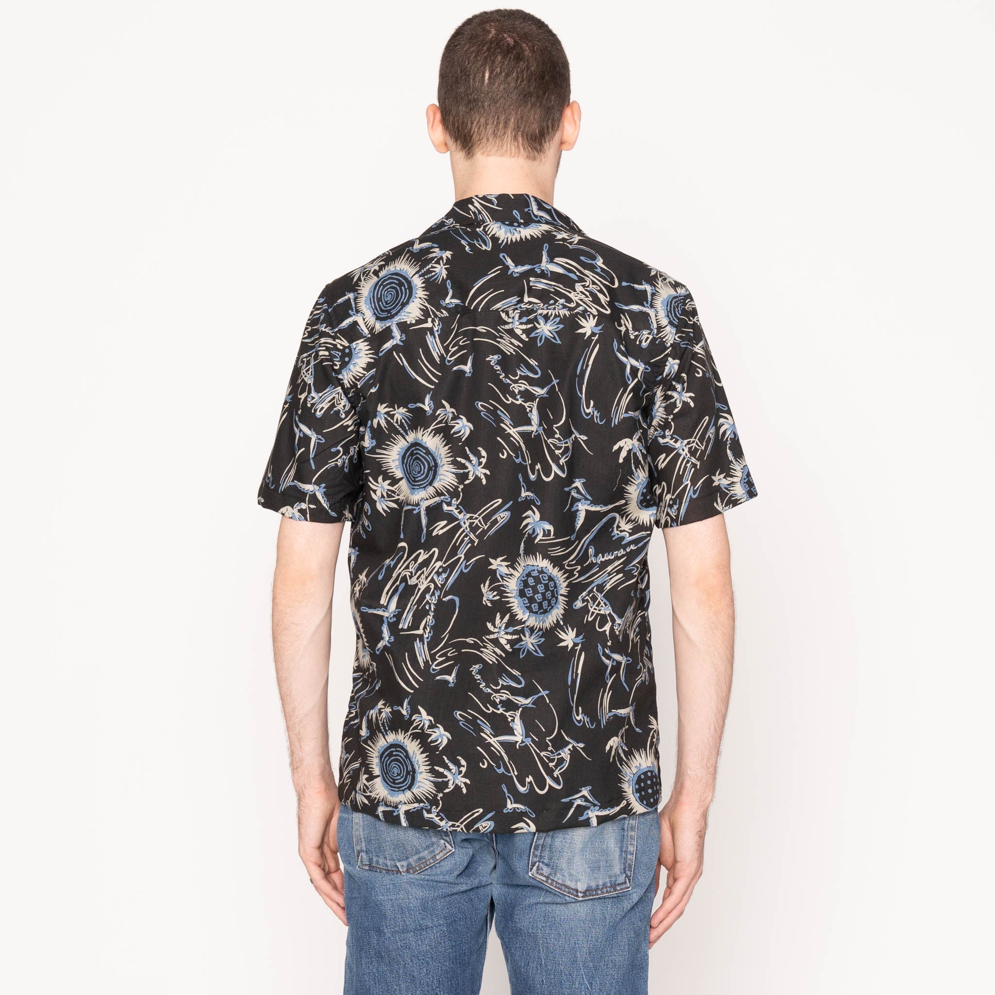 Aloha Shirt - Waikiki Waves - Black | Naked & Famous Denim