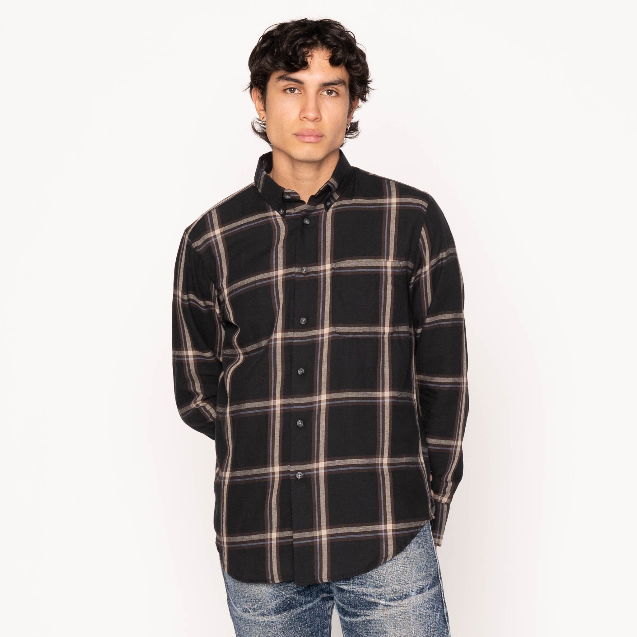 Easy Shirt - Hemp Blend Check - Black | Naked & Famous Denim