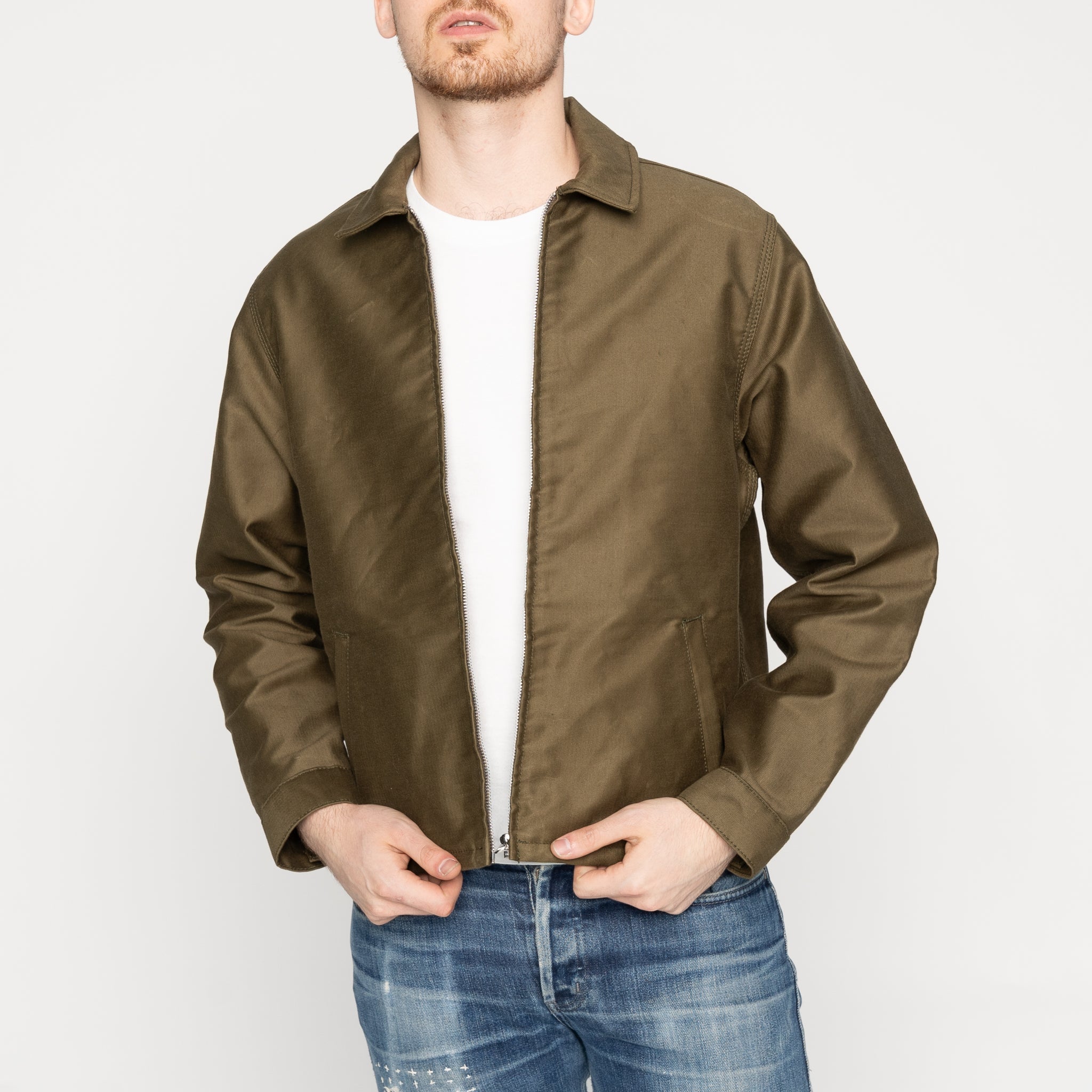 Zip Jacket - Brushed Jungle Cloth - Army | Naked & Famous Denim