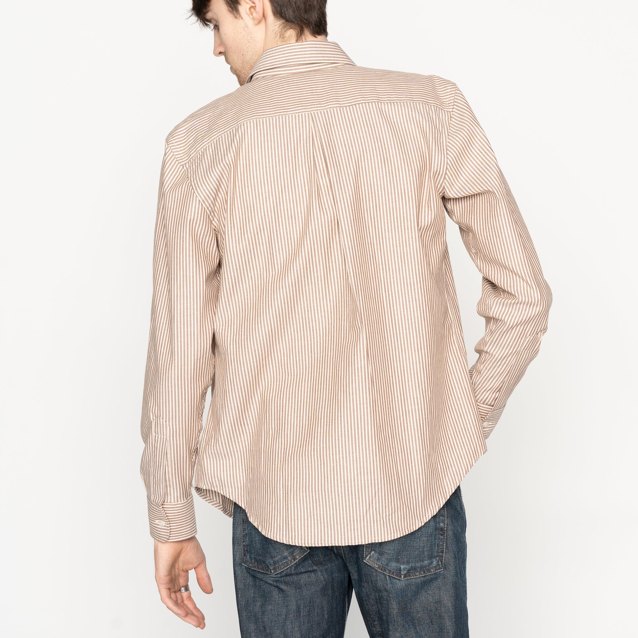 Easy Shirt - Soft Finish Classic Stripe - Cream + Brown | Naked