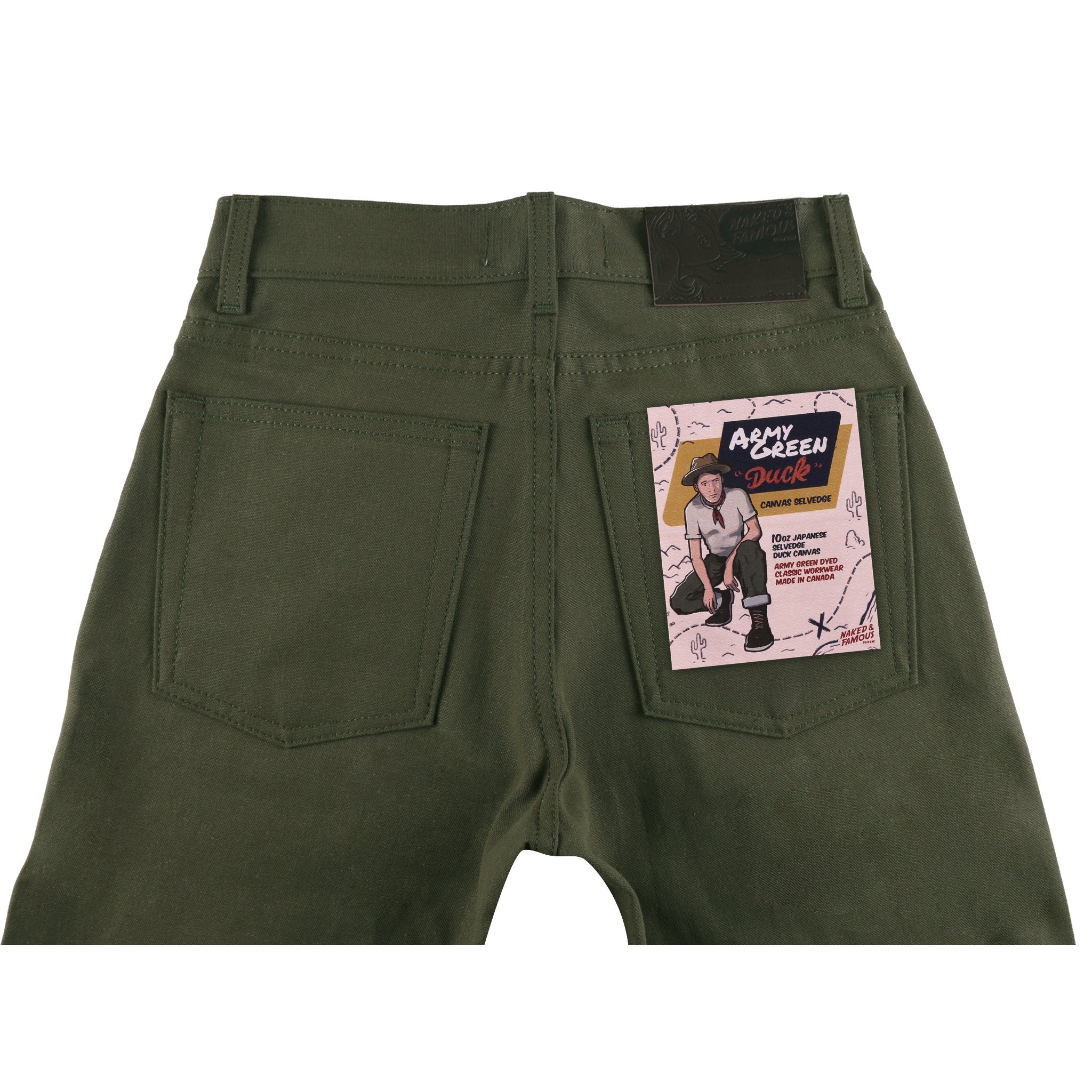 Max - Army Green Duck Selvedge by Naked & Famous Denim
